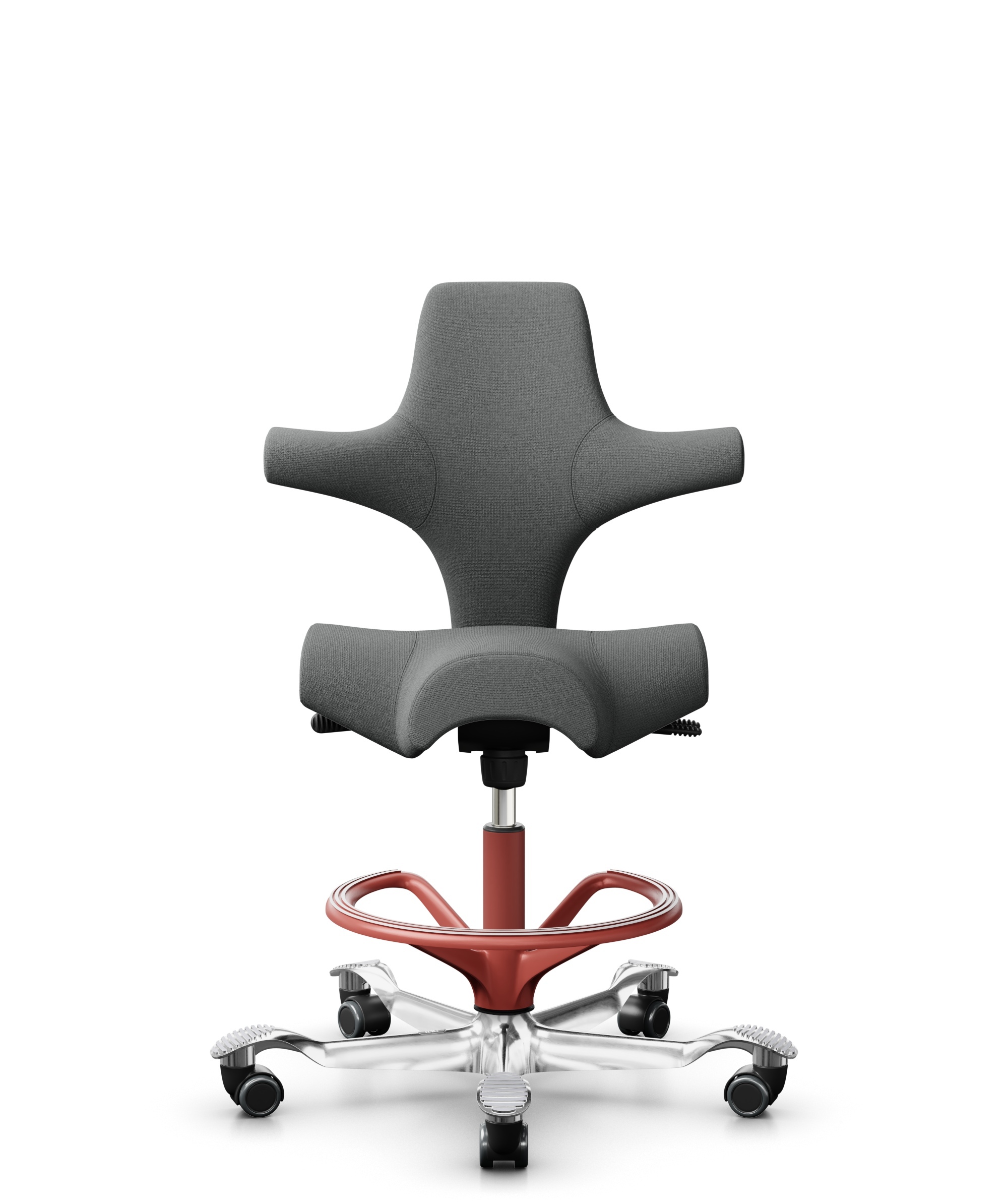 HÅG Capisco 8106 - Cura Loop (Gabriel) - Gerecycled Polyester - CLP60109 - Grey - Framekleur - Blush Rose - Gasveer - 200 mm (Zithoogte 46-64cm) - Vloercontact - Zachte wielen t.b.v. harde vloeren - Voetenring - Ja, in framekleur - Voetster - Ja, voets... - 1