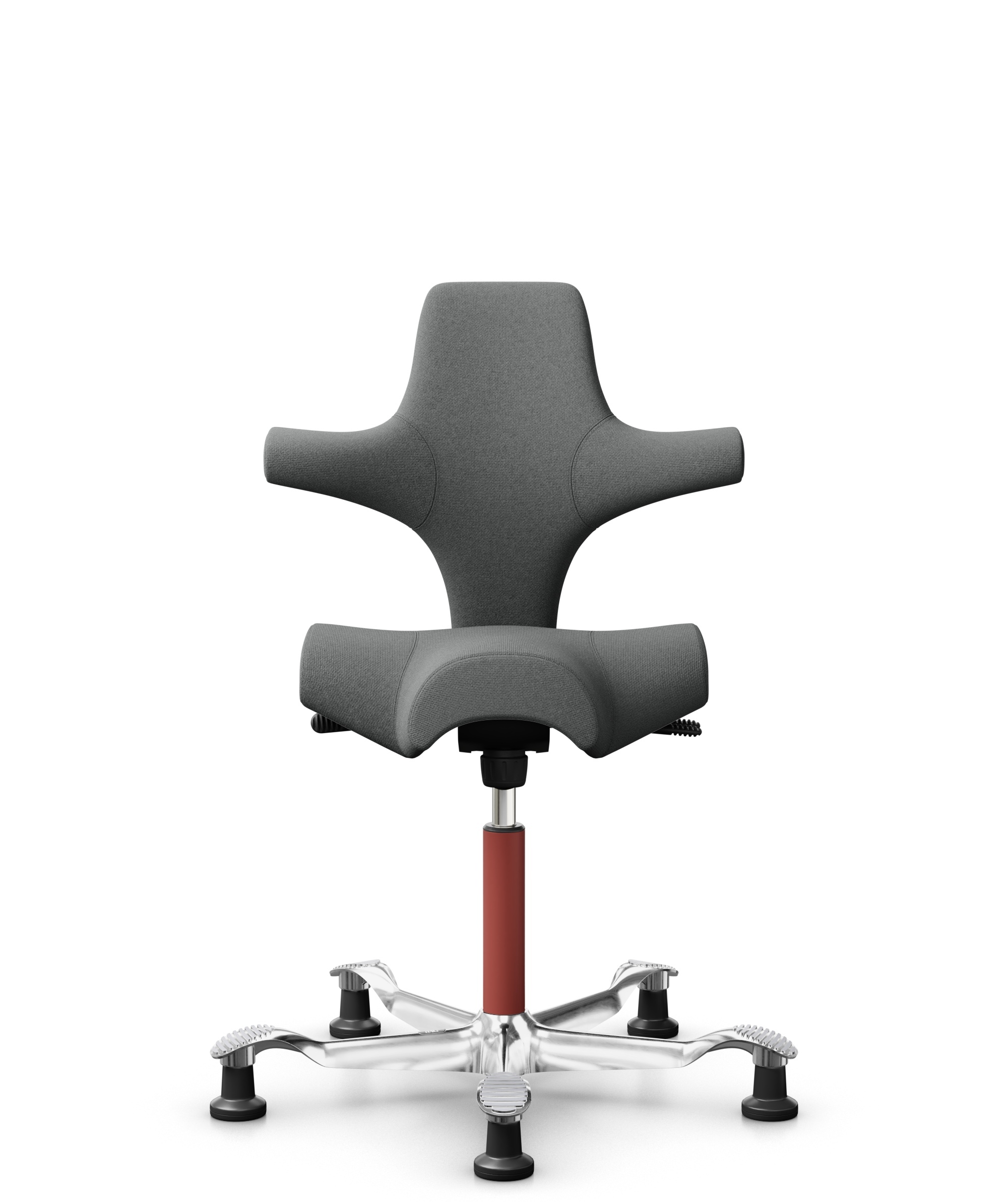 HÅG Capisco 8106 - Cura Loop (Gabriel) - Gerecycled Polyester - CLP60109 - Grey - Framekleur - Blush Rose - Gasveer - 200 mm (Zithoogte 46-64cm) - Vloercontact - Glijdoppen - Voetenring - Nee, geen voetenring - Voetster - Ja, voetster in gepolijst alum... - 1