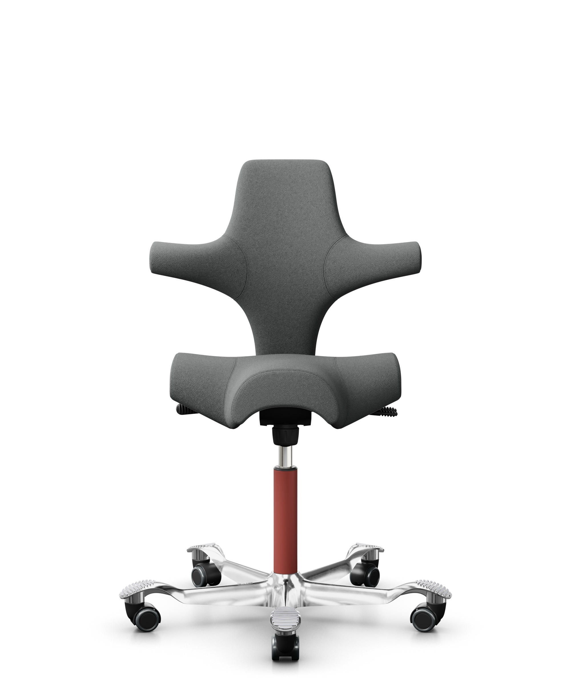 HÅG Capisco 8106 - Cura Loop (Gabriel) - Gerecycled Polyester - CLP60109 - Grey - Framekleur - Blush Rose - Gasveer - 265 mm (Zithoogte 53-79cm) - Vloercontact - Zachte wielen t.b.v. harde vloeren - Voetenring - Nee, geen voetenring - Voetster - Ja, vo... - 1