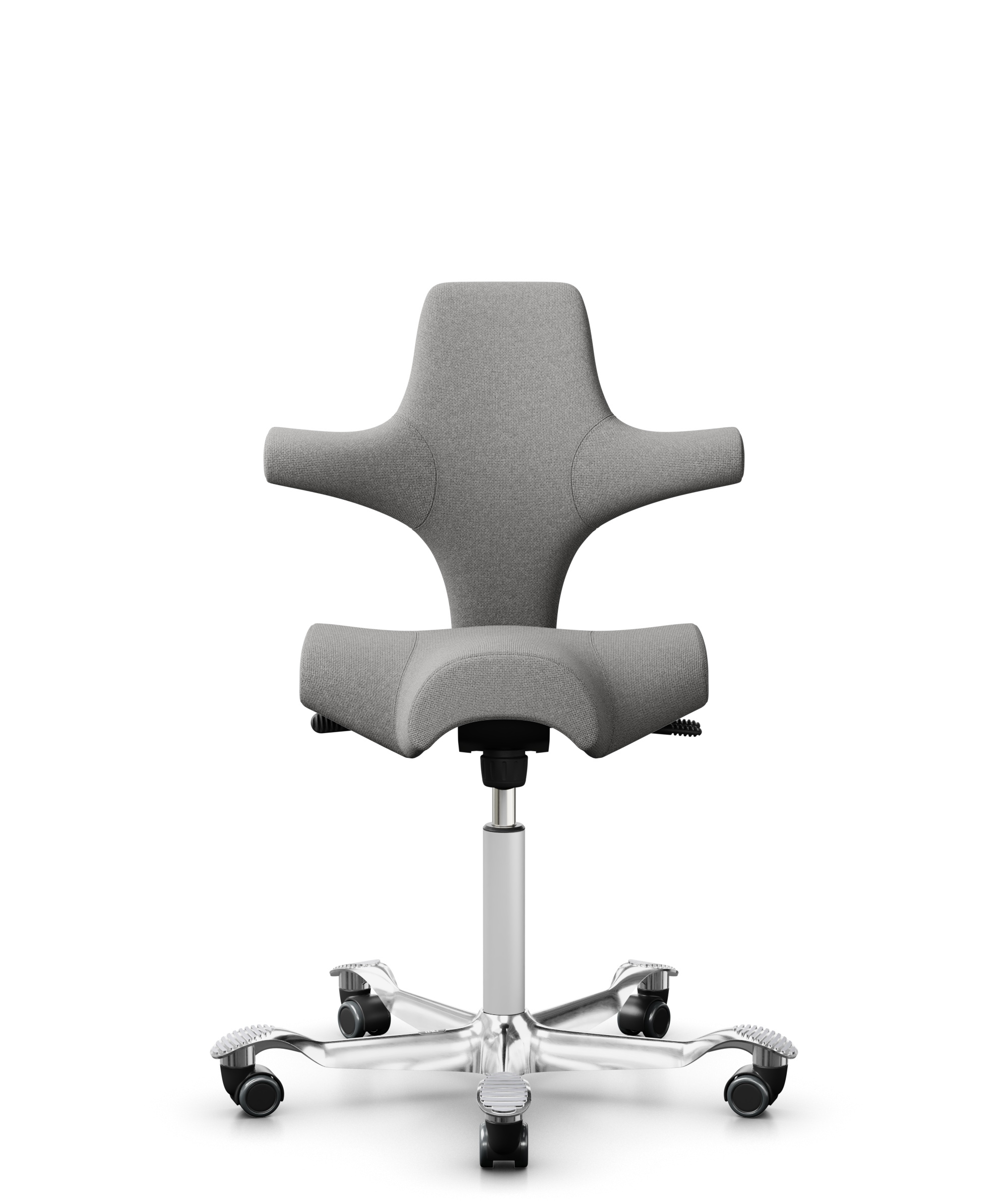 HÅG Capisco 8106 - Cura Loop (Gabriel) - Gerecycled Polyester - CLP60110 Light grey - Framekleur - Wit - Gasveer - 265 mm (Zithoogte 53-79cm) - Vloercontact - Zachte wielen t.b.v. harde vloeren - Voetenring - Nee, geen voetenring - Voetster - Ja, voets... - 1