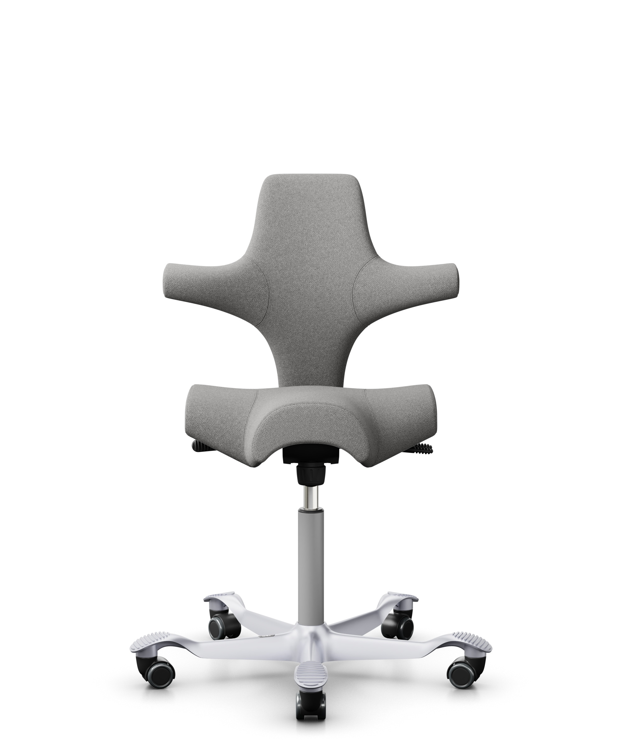 HÅG Capisco 8106 - Cura Loop (Gabriel) - Gerecycled Polyester - CLP60110 Light grey - Framekleur - Zilver - Gasveer - 200 mm (Zithoogte 46-64cm) - Vloercontact - Harde wielen t.b.v. zachte vloeren - Voetenring - Nee, geen voetenring - Voetster - Nee, v... - 1