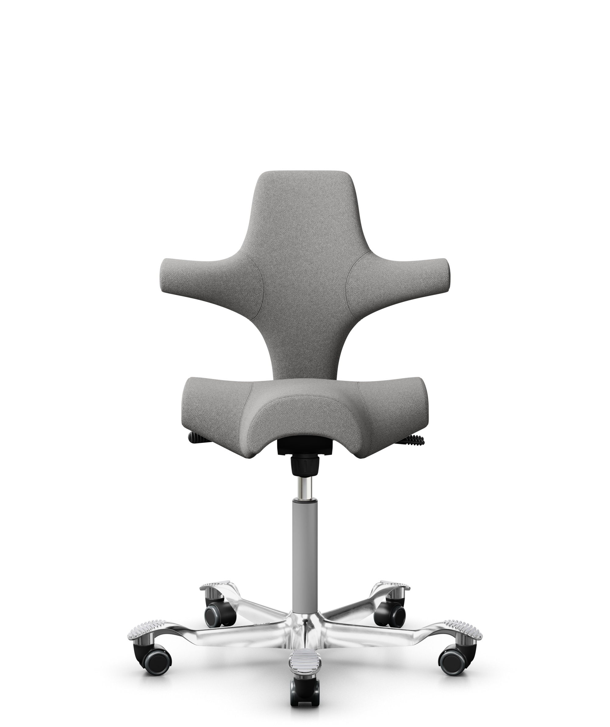 HÅG Capisco 8106 - Cura Loop (Gabriel) - Gerecycled Polyester - CLP60110 Light grey - Framekleur - Zilver - Gasveer - 200 mm (Zithoogte 46-64cm) - Vloercontact - Harde wielen t.b.v. zachte vloeren - Voetenring - Nee, geen voetenring - Voetster - Ja, vo... - 1