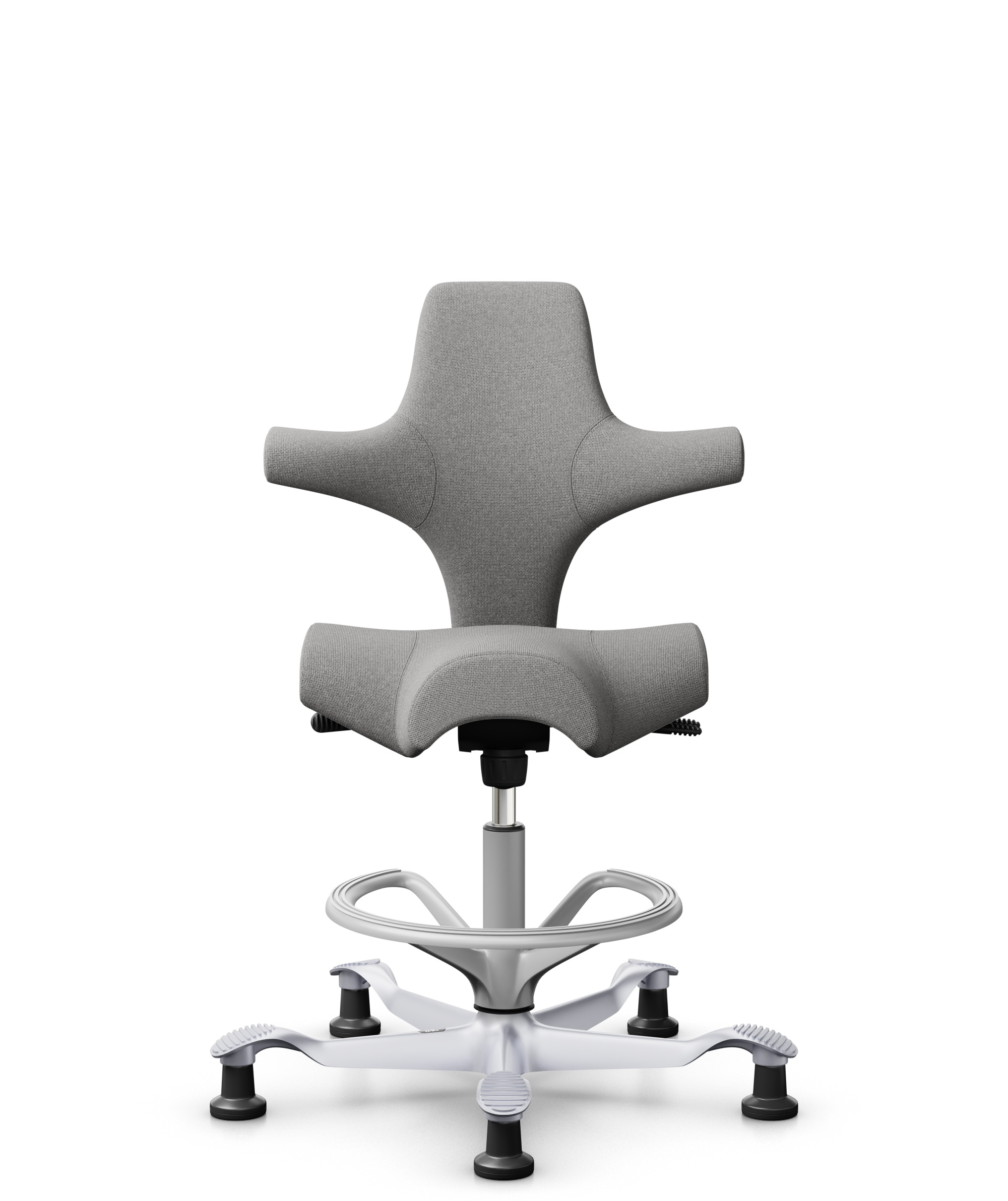 HÅG Capisco 8106 - Cura Loop (Gabriel) - Gerecycled Polyester - CLP60110 Light grey - Framekleur - Zilver - Gasveer - 200 mm (Zithoogte 46-64cm) - Vloercontact - Glijdoppen - Voetenring - Ja, in framekleur - Voetster - Nee, voetster in framekleur - 1