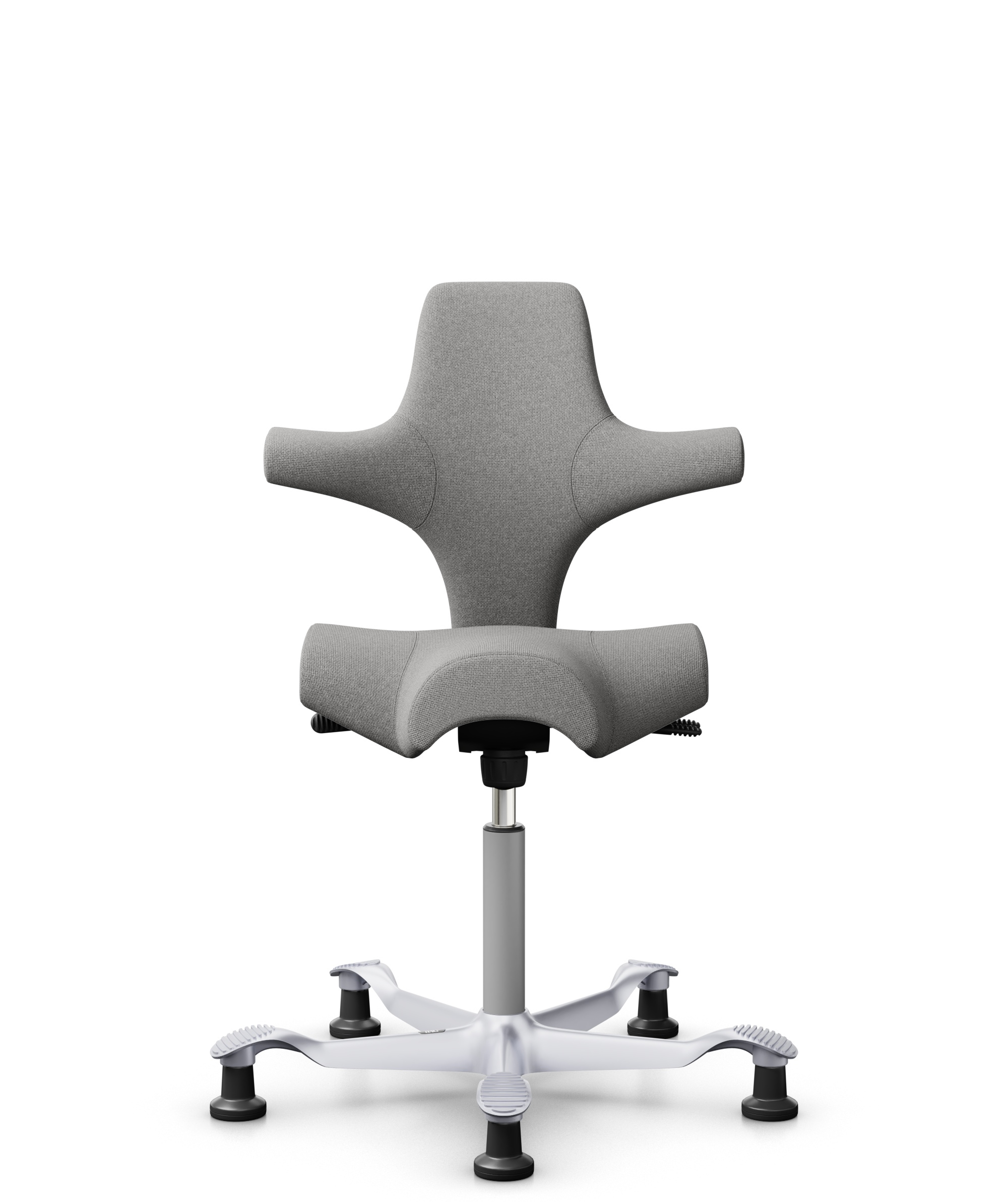 HÅG Capisco 8106 - Cura Loop (Gabriel) - Gerecycled Polyester - CLP60110 Light grey - Framekleur - Zilver - Gasveer - 265 mm (Zithoogte 53-79cm) - Vloercontact - Glijdoppen - Voetenring - Nee, geen voetenring - Voetster - Nee, voetster in framekleur - 1