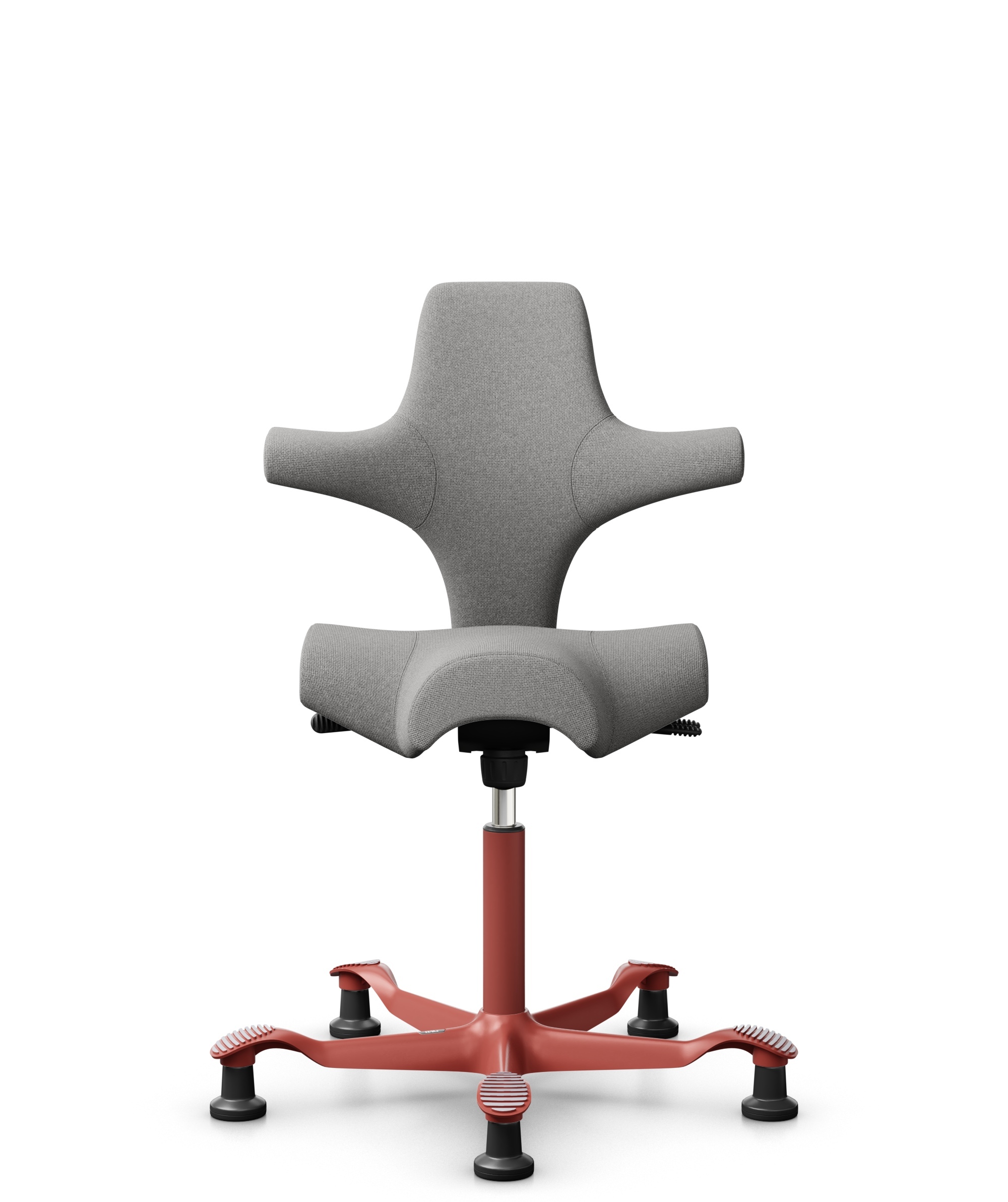 HÅG Capisco 8106 - Cura Loop (Gabriel) - Gerecycled Polyester - CLP60110 Light grey - Framekleur - Blush Rose - Gasveer - 150 mm (Zithoogte 40-55cm) - Vloercontact - Glijdoppen - Voetenring - Nee, geen voetenring - Voetster - Nee, voetster in framekleur - 1