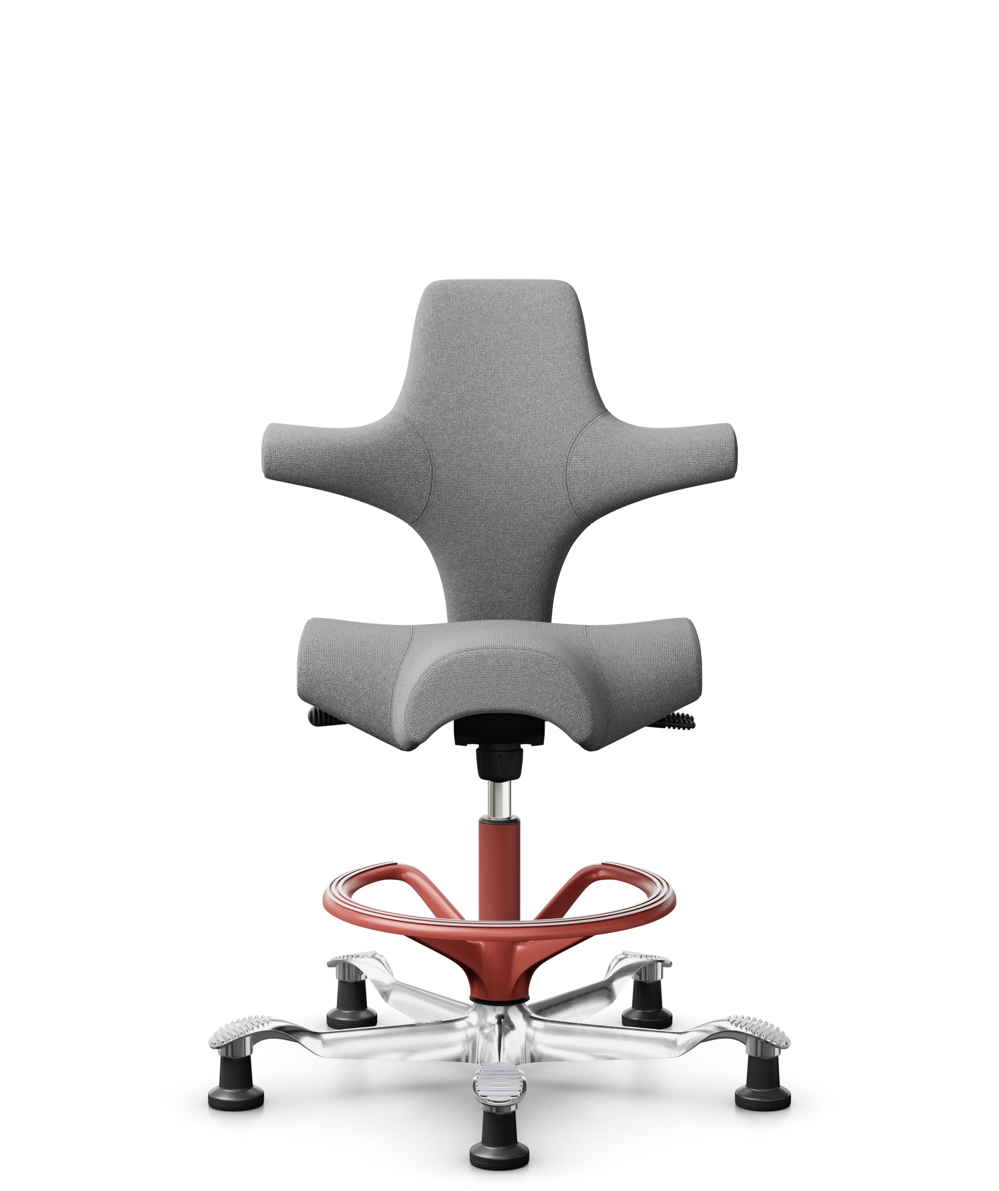 HÅG Capisco 8106 - Cura Loop (Gabriel) - Gerecycled Polyester - CLP60110 Light grey - Framekleur - Blush Rose - Gasveer - 200 mm (Zithoogte 46-64cm) - Vloercontact - Glijdoppen - Voetenring - Ja, in framekleur - Voetster - Ja, voetster in gepolijst alu... - 1