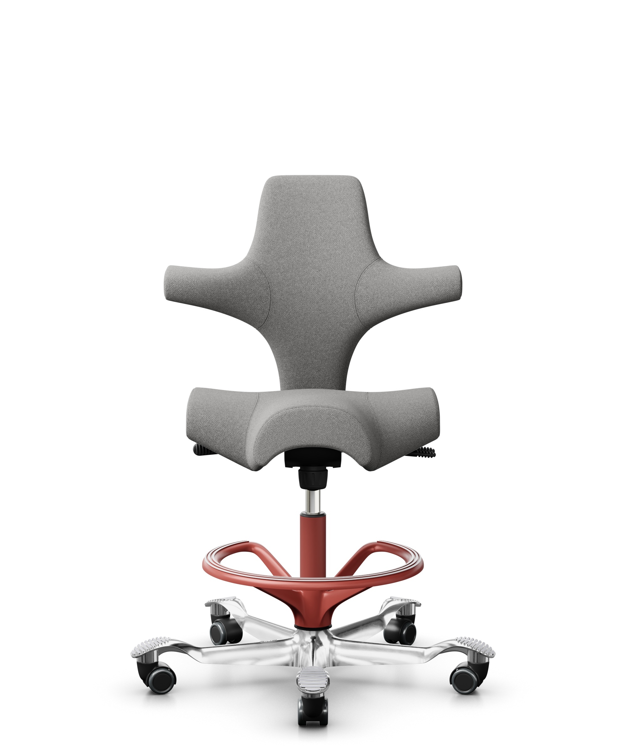 HÅG Capisco 8106 - Cura Loop (Gabriel) - Gerecycled Polyester - CLP60110 Light grey - Framekleur - Blush Rose - Gasveer - 265 mm (Zithoogte 53-79cm) - Vloercontact - Zachte wielen t.b.v. harde vloeren - Voetenring - Ja, in framekleur - Voetster - Ja, v... - 1