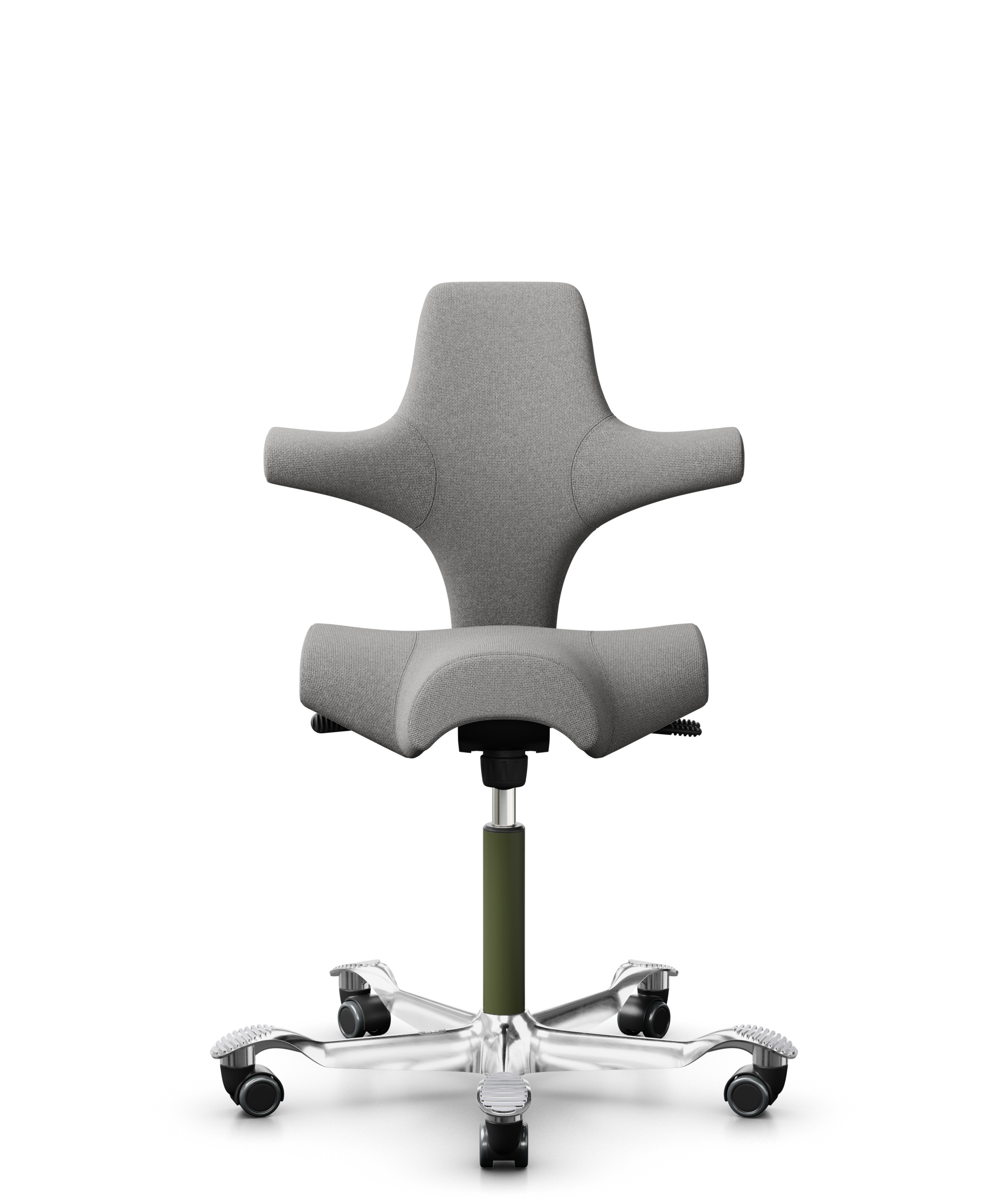 HÅG Capisco 8106 - Cura Loop (Gabriel) - Gerecycled Polyester - CLP60110 Light grey - Framekleur - Moss Grey - Gasveer - 200 mm (Zithoogte 46-64cm) - Vloercontact - Harde wielen t.b.v. zachte vloeren - Voetenring - Nee, geen voetenring - Voetster - Ja,... - 1