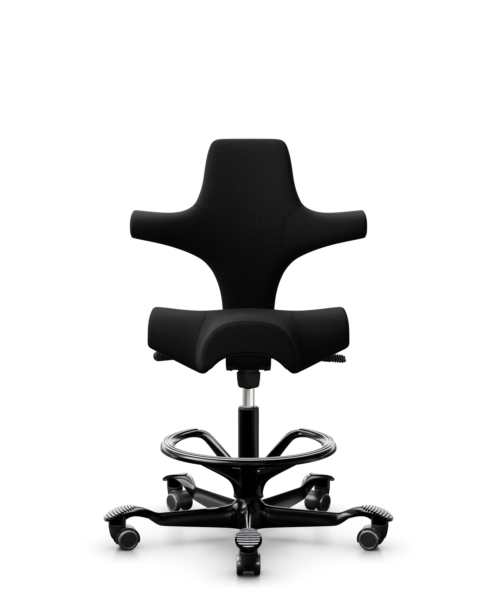 HÅG Capisco 8106 - Cura Loop (Gabriel) - Gerecycled Polyester - CLP60999 Black - Framekleur - Zwart - Gasveer - 200 mm (Zithoogte 46-64cm) - Vloercontact - Zachte wielen t.b.v. harde vloeren - Voetenring - Ja, in framekleur - Voetster - Nee, voetster i... - 1