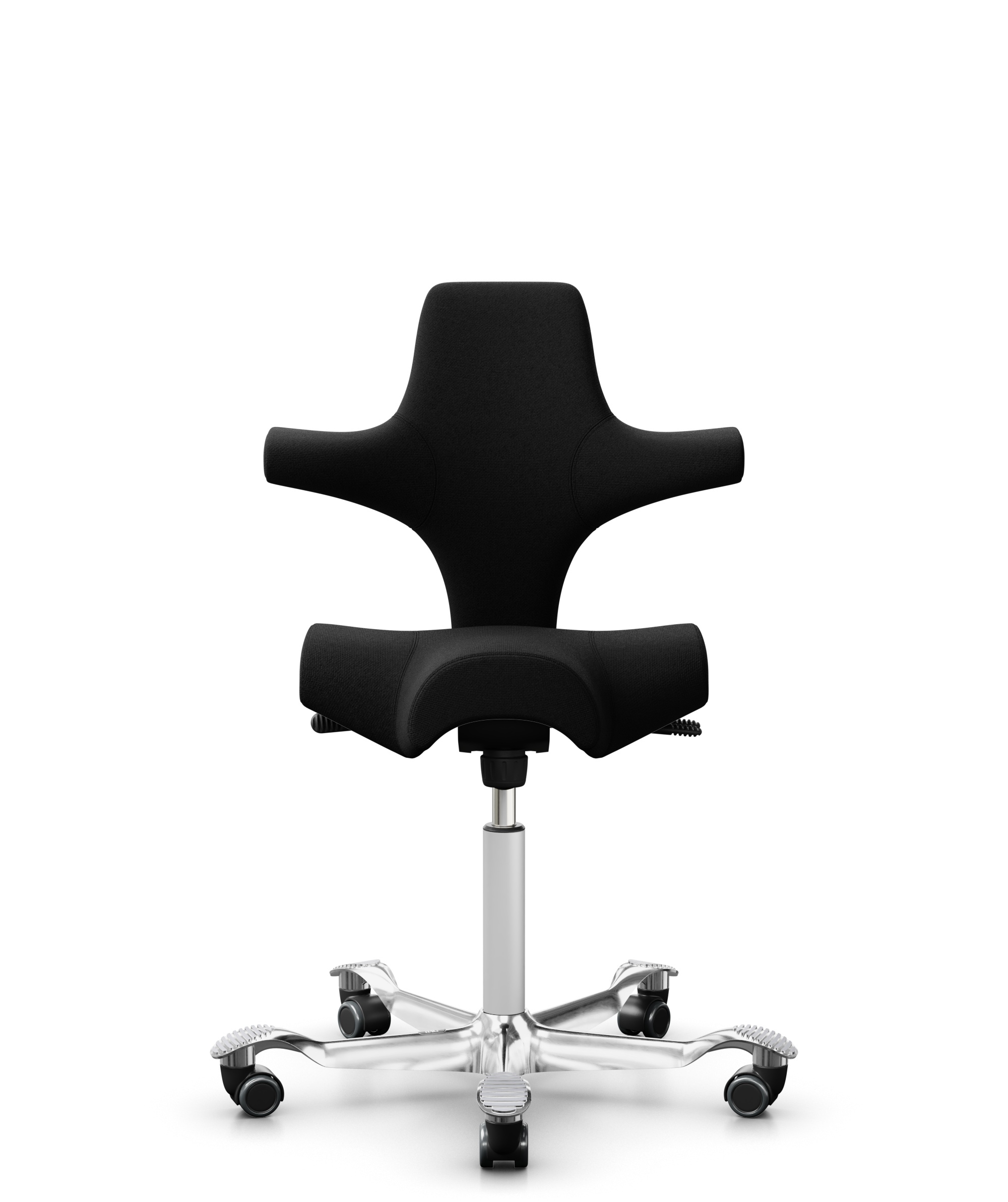 HÅG Capisco 8106 - Cura Loop (Gabriel) - Gerecycled Polyester - CLP60999 Black - Framekleur - Wit - Gasveer - 200 mm (Zithoogte 46-64cm) - Vloercontact - Zachte wielen t.b.v. harde vloeren - Voetenring - Nee, geen voetenring - Voetster - Ja, voetster i... - 1