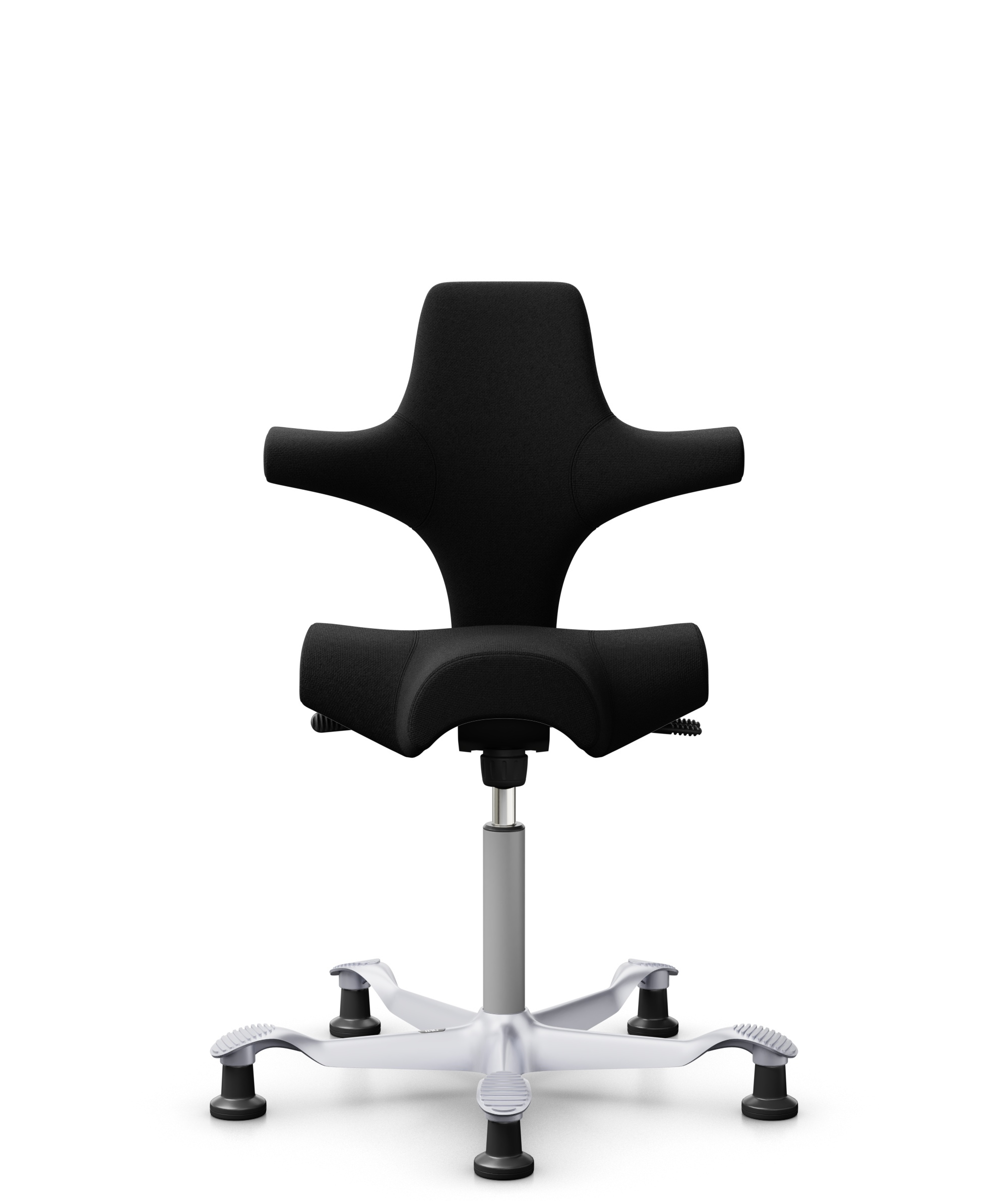 HÅG Capisco 8106 - Cura Loop (Gabriel) - Gerecycled Polyester - CLP60999 Black - Framekleur - Zilver - Gasveer - 150 mm (Zithoogte 40-55cm) - Vloercontact - Glijdoppen - Voetenring - Nee, geen voetenring - Voetster - Nee, voetster in framekleur - 1