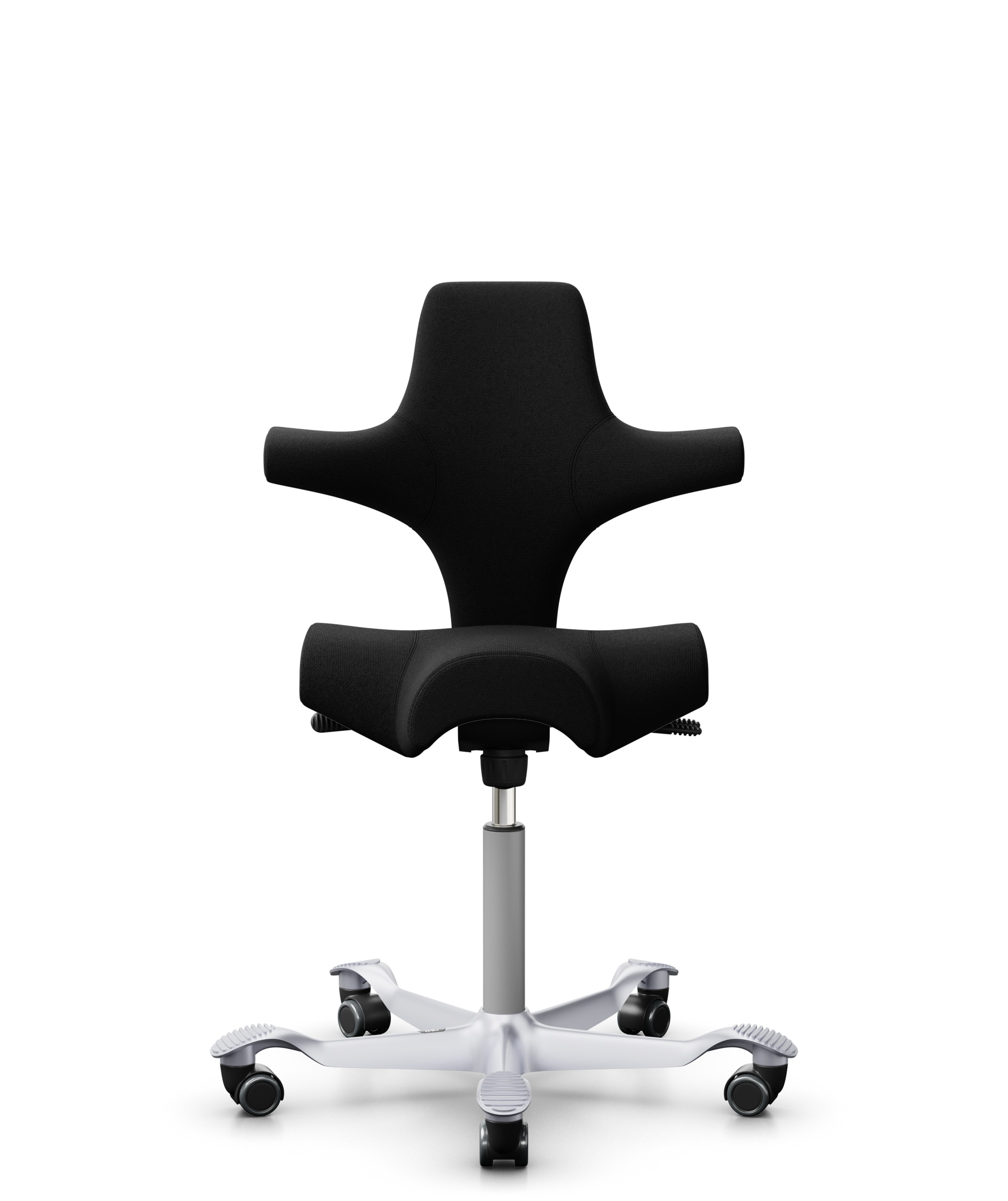 HÅG Capisco 8106 - Cura Loop (Gabriel) - Gerecycled Polyester - CLP60999 Black - Framekleur - Zilver - Gasveer - 265 mm (Zithoogte 53-79cm) - Vloercontact - Harde wielen t.b.v. zachte vloeren - Voetenring - Nee, geen voetenring - Voetster - Nee, voetst... - 1