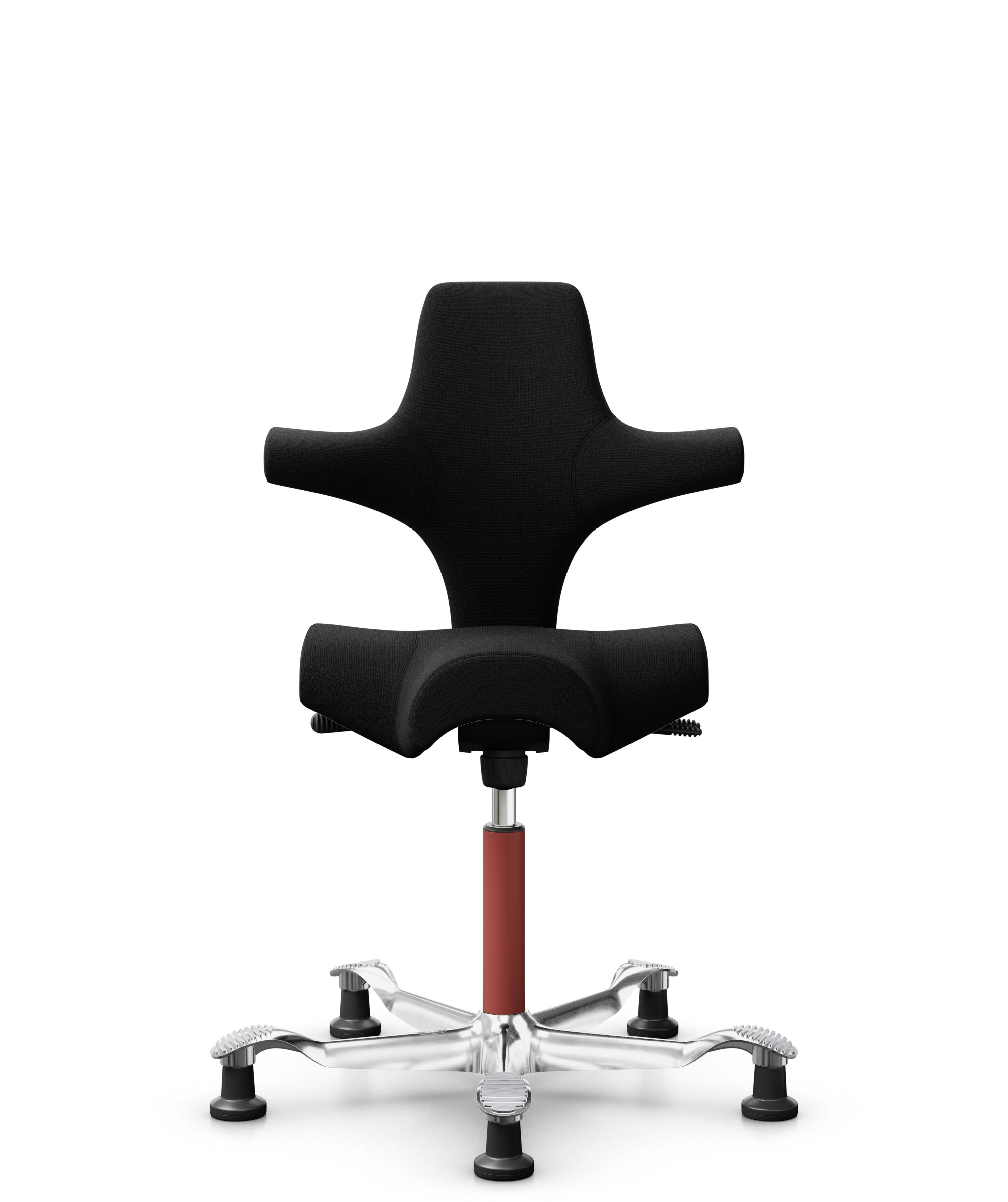 HÅG Capisco 8106 - Cura Loop (Gabriel) - Gerecycled Polyester - CLP60999 Black - Framekleur - Blush Rose - Gasveer - 265 mm (Zithoogte 53-79cm) - Vloercontact - Glijdoppen - Voetenring - Nee, geen voetenring - Voetster - Ja, voetster in gepolijst alumi... - 1
