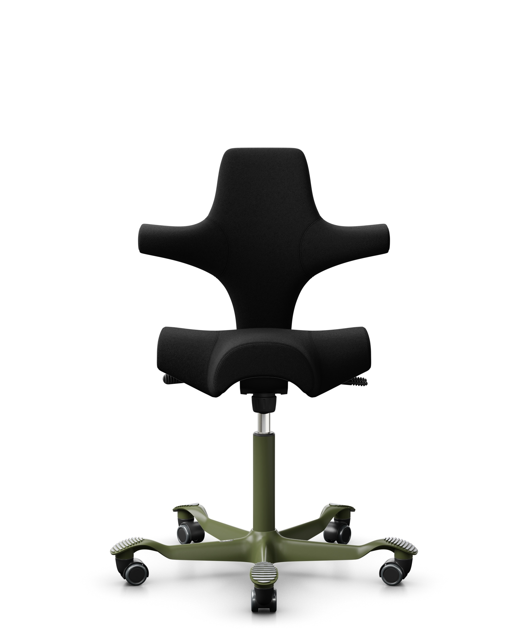 HÅG Capisco 8106 - Cura Loop (Gabriel) - Gerecycled Polyester - CLP60999 Black - Framekleur - Moss Grey - Gasveer - 150 mm (Zithoogte 40-55cm) - Vloercontact - Zachte wielen t.b.v. harde vloeren - Voetenring - Nee, geen voetenring - Voetster - Nee, voe... - 1