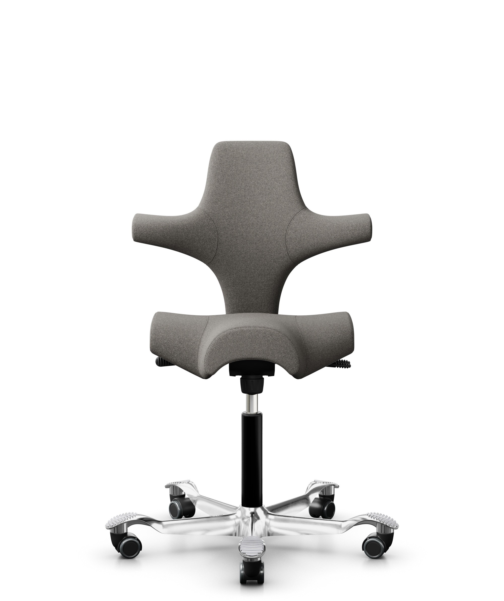 HÅG Capisco 8106 - Cura Loop (Gabriel) - Gerecycled Polyester - CLP61168 Beige-grey - Framekleur - Zwart - Gasveer - 150 mm (Zithoogte 40-55cm) - Vloercontact - Harde wielen t.b.v. zachte vloeren - Voetenring - Nee, geen voetenring - Voetster - Ja, voe... - 1