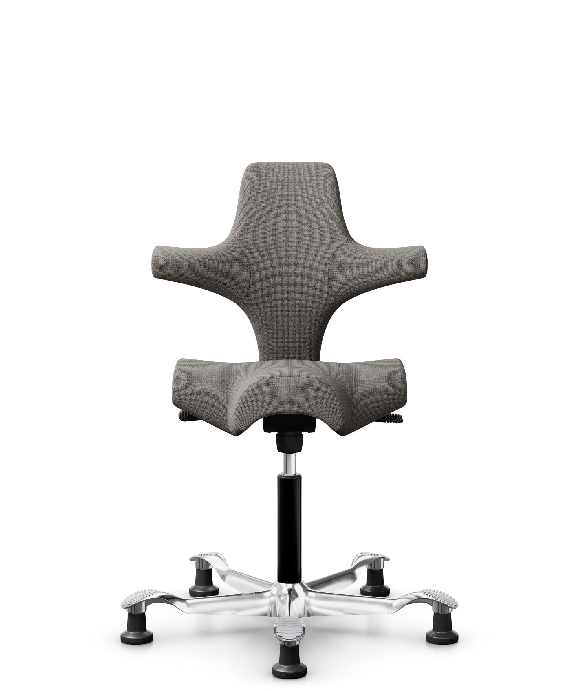 HÅG Capisco 8106 - Cura Loop (Gabriel) - Gerecycled Polyester - CLP61168 Beige-grey - Framekleur - Zwart - Gasveer - 150 mm (Zithoogte 40-55cm) - Vloercontact - Glijdoppen - Voetenring - Nee, geen voetenring - Voetster - Ja, voetster in gepolijst alumi... - 1