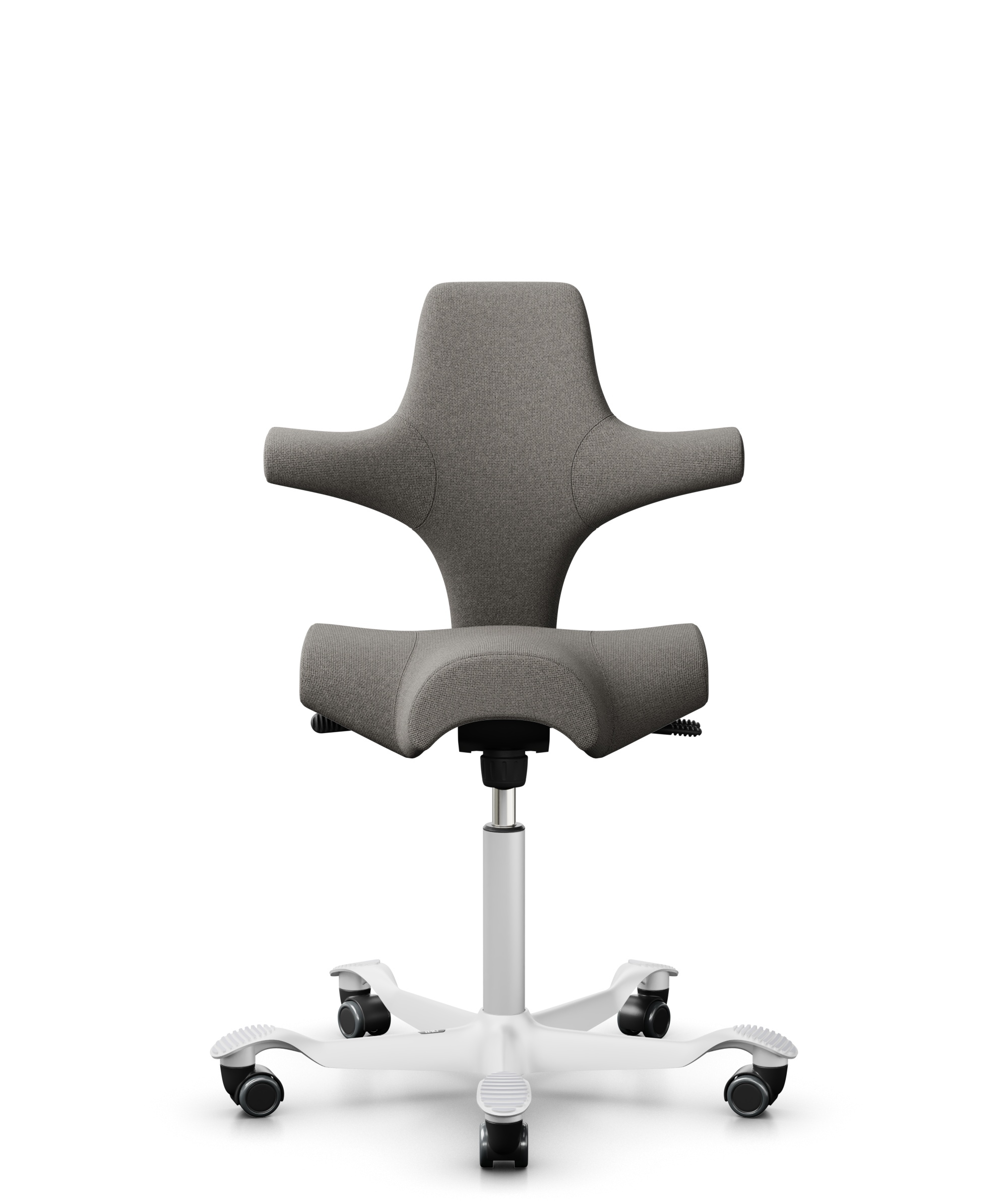 HÅG Capisco 8106 - Cura Loop (Gabriel) - Gerecycled Polyester - CLP61168 Beige-grey - Framekleur - Wit - Gasveer - 265 mm (Zithoogte 53-79cm) - Vloercontact - Zachte wielen t.b.v. harde vloeren - Voetenring - Nee, geen voetenring - Voetster - Nee, voet... - 1