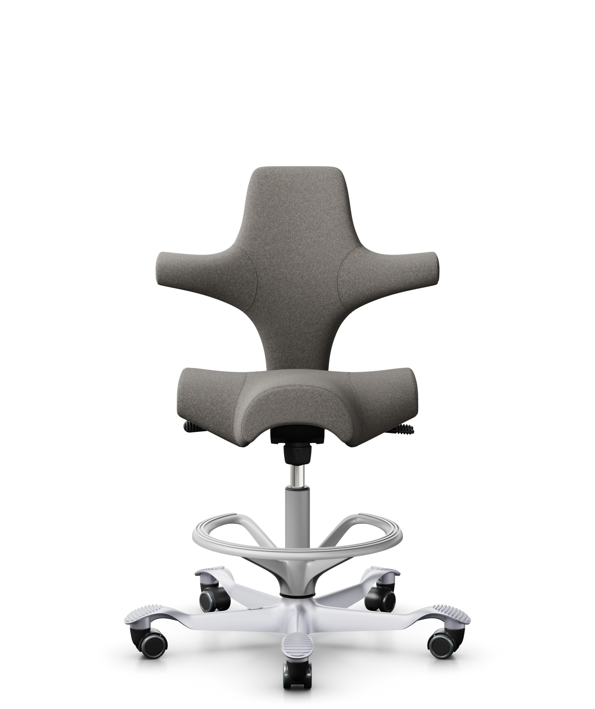 HÅG Capisco 8106 - Cura Loop (Gabriel) - Gerecycled Polyester - CLP61168 Beige-grey - Framekleur - Zilver - Gasveer - 200 mm (Zithoogte 46-64cm) - Vloercontact - Harde wielen t.b.v. zachte vloeren - Voetenring - Ja, in framekleur - Voetster - Nee, voet... - 1
