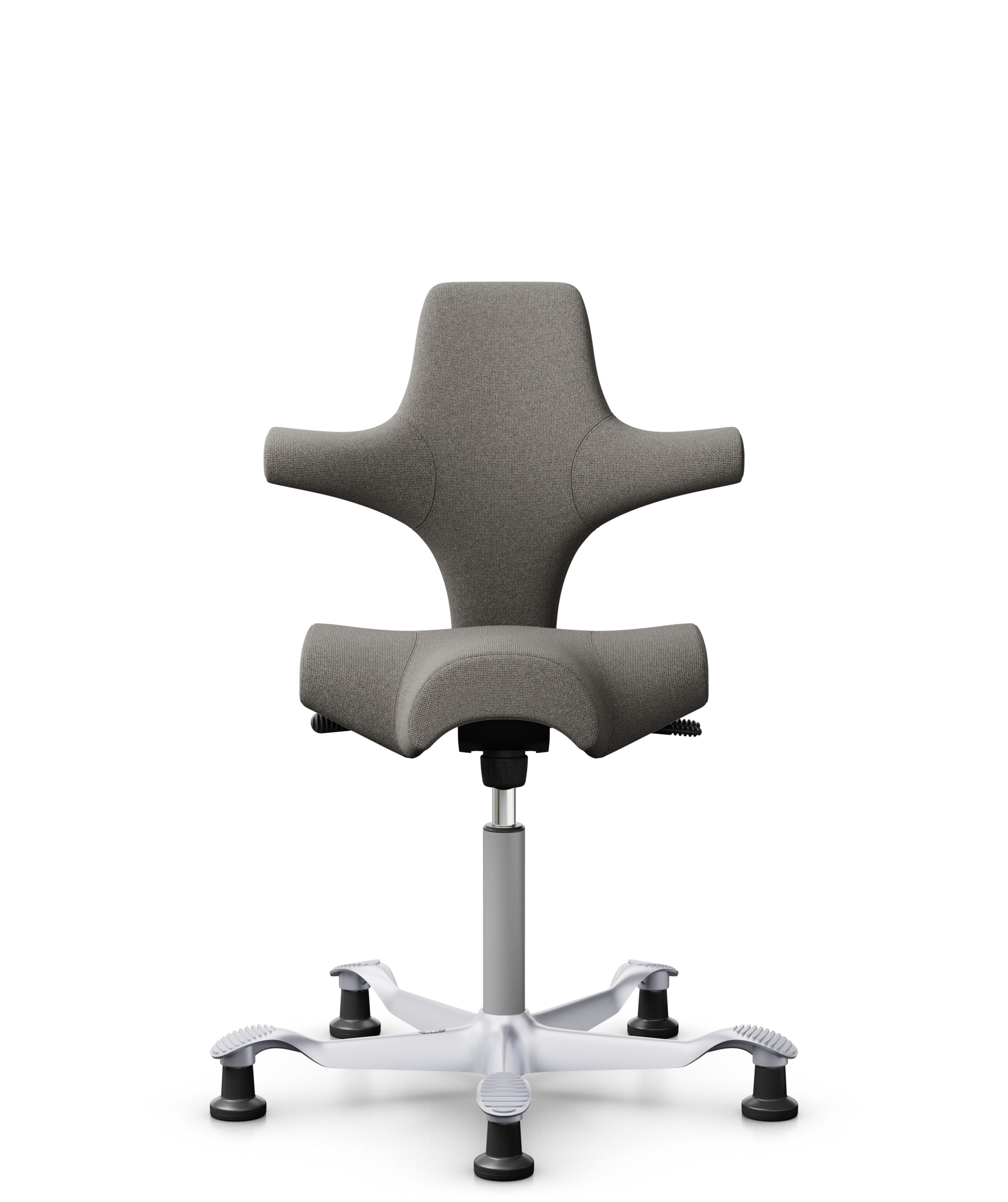 HÅG Capisco 8106 - Cura Loop (Gabriel) - Gerecycled Polyester - CLP61168 Beige-grey - Framekleur - Zilver - Gasveer - 200 mm (Zithoogte 46-64cm) - Vloercontact - Glijdoppen - Voetenring - Nee, geen voetenring - Voetster - Nee, voetster in framekleur - 1