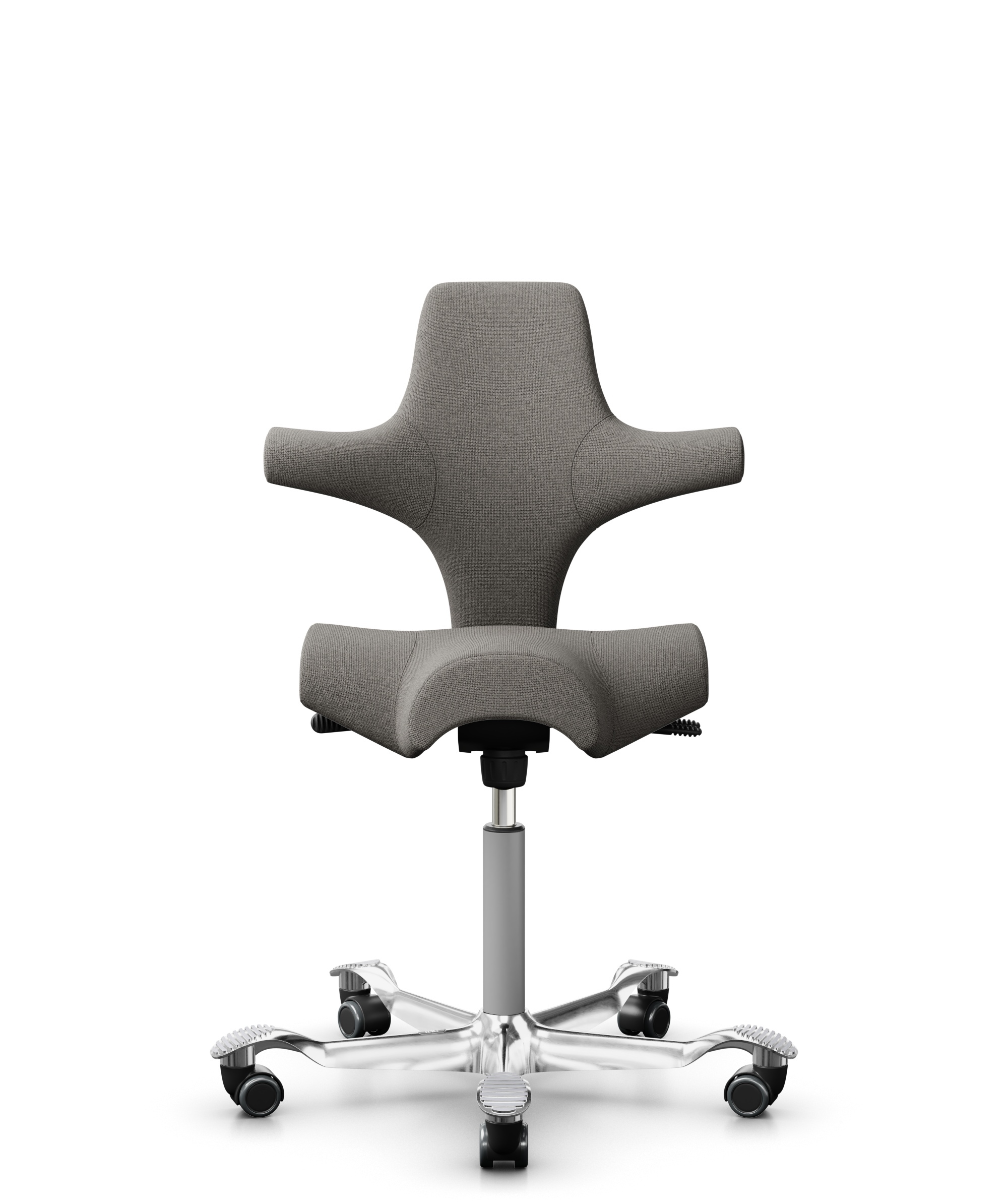 HÅG Capisco 8106 - Cura Loop (Gabriel) - Gerecycled Polyester - CLP61168 Beige-grey - Framekleur - Zilver - Gasveer - 265 mm (Zithoogte 53-79cm) - Vloercontact - Harde wielen t.b.v. zachte vloeren - Voetenring - Nee, geen voetenring - Voetster - Ja, vo... - 1