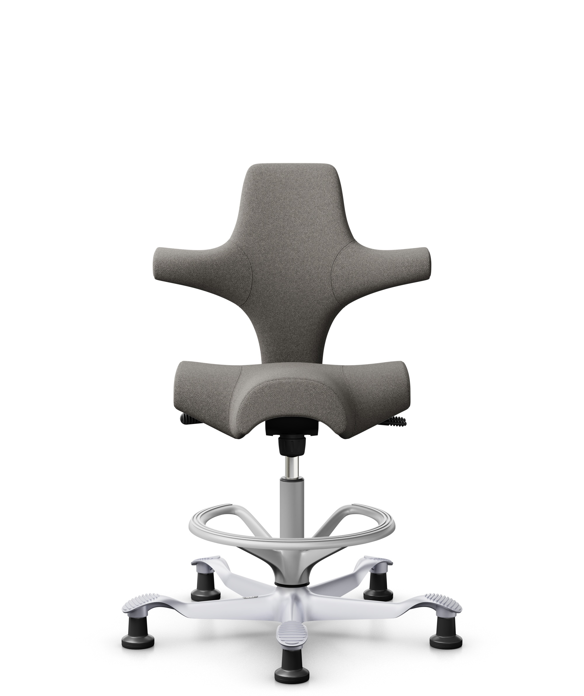 HÅG Capisco 8106 - Cura Loop (Gabriel) - Gerecycled Polyester - CLP61168 Beige-grey - Framekleur - Zilver - Gasveer - 265 mm (Zithoogte 53-79cm) - Vloercontact - Glijdoppen - Voetenring - Ja, in framekleur - Voetster - Nee, voetster in framekleur - 1