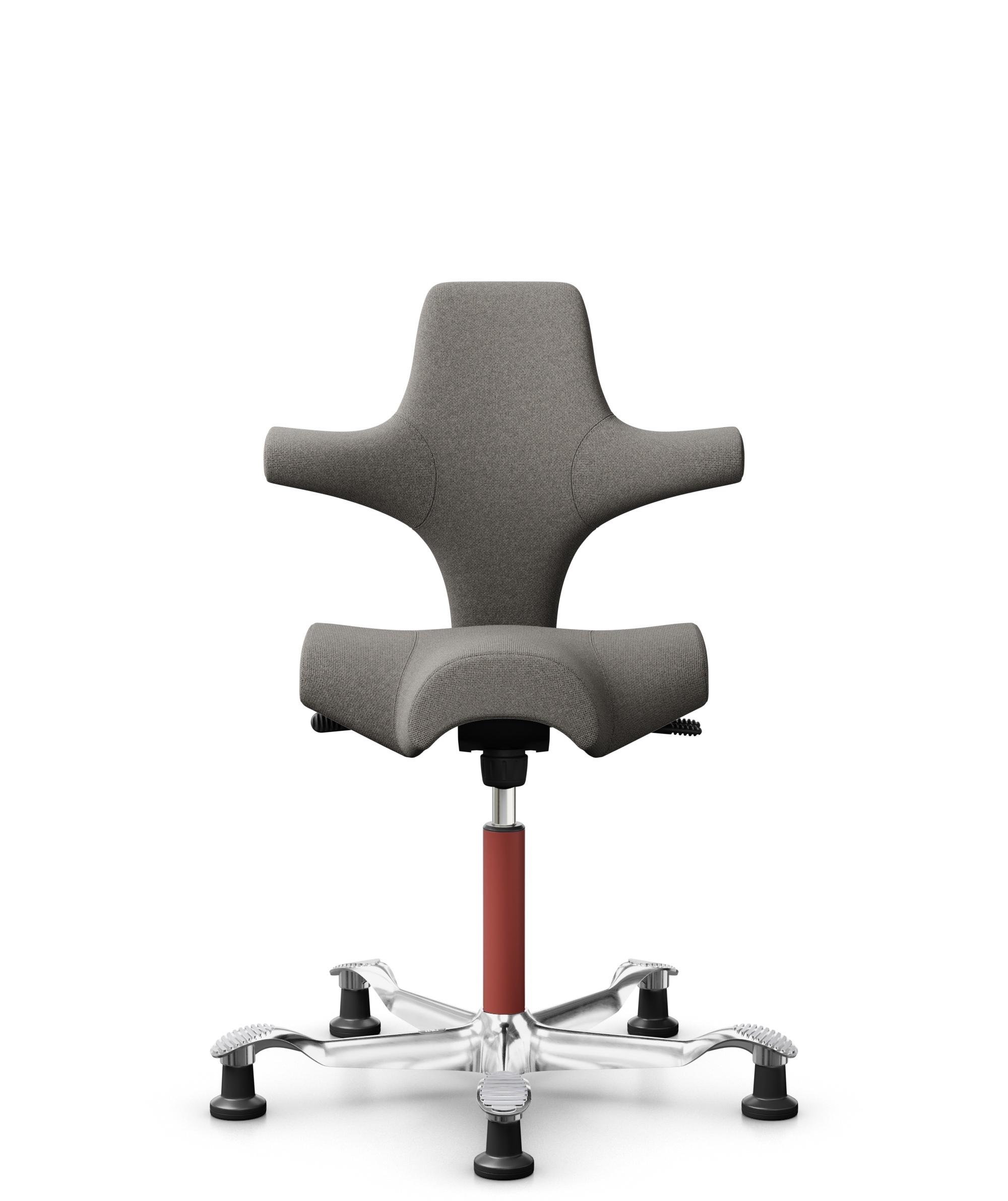 HÅG Capisco 8106 - Cura Loop (Gabriel) - Gerecycled Polyester - CLP61168 Beige-grey - Framekleur - Blush Rose - Gasveer - 150 mm (Zithoogte 40-55cm) - Vloercontact - Glijdoppen - Voetenring - Nee, geen voetenring - Voetster - Ja, voetster in gepolijst ... - 1