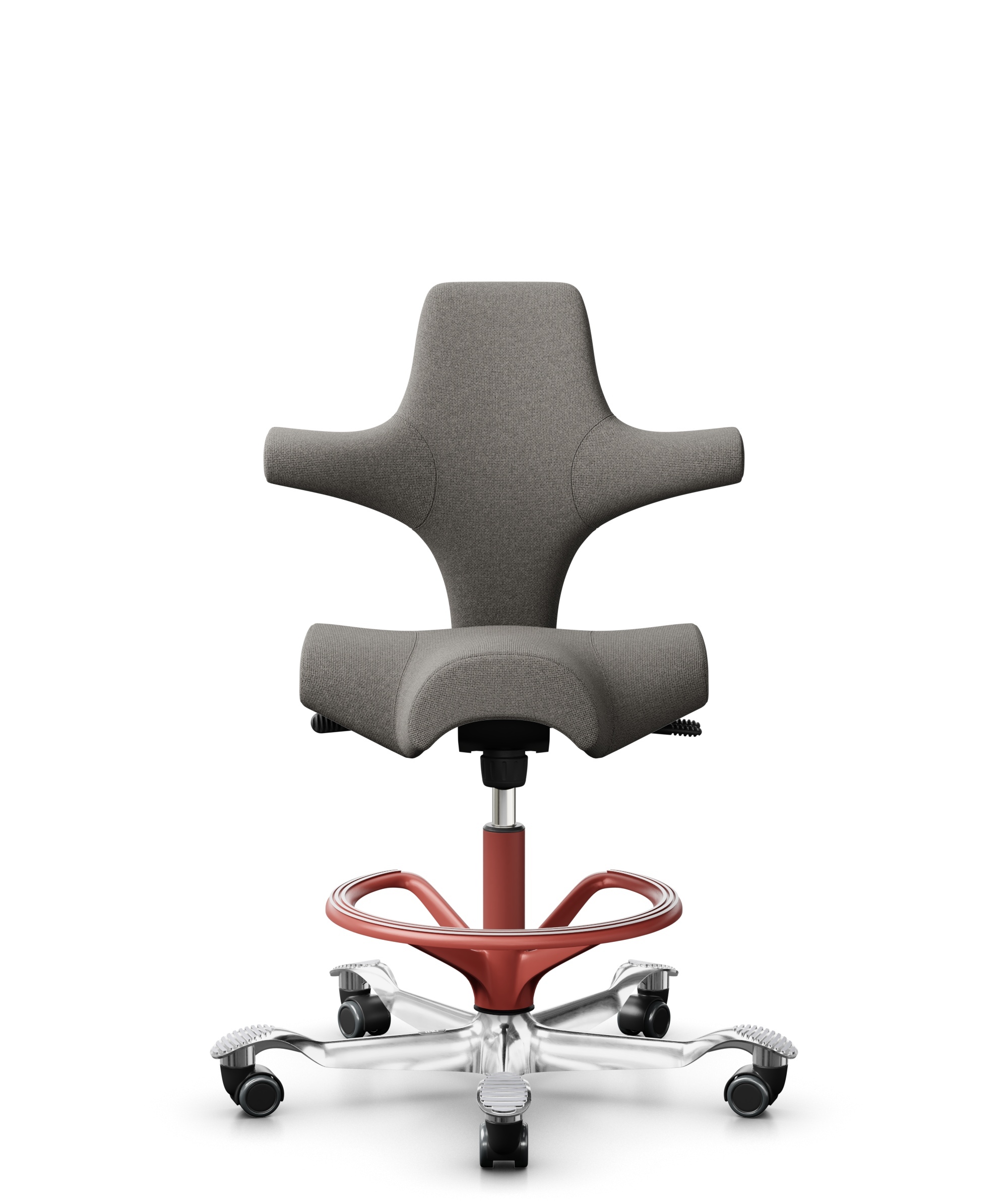 HÅG Capisco 8106 - Cura Loop (Gabriel) - Gerecycled Polyester - CLP61168 Beige-grey - Framekleur - Blush Rose - Gasveer - 200 mm (Zithoogte 46-64cm) - Vloercontact - Harde wielen t.b.v. zachte vloeren - Voetenring - Ja, in framekleur - Voetster - Ja, v... - 1