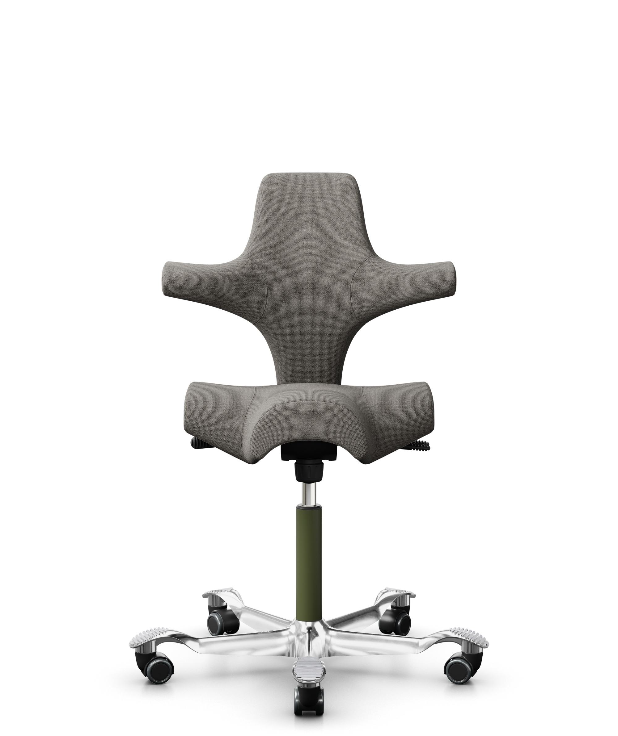 HÅG Capisco 8106 - Cura Loop (Gabriel) - Gerecycled Polyester - CLP61168 Beige-grey - Framekleur - Moss Grey - Gasveer - 265 mm (Zithoogte 53-79cm) - Vloercontact - Zachte wielen t.b.v. harde vloeren - Voetenring - Nee, geen voetenring - Voetster - Ja,... - 1