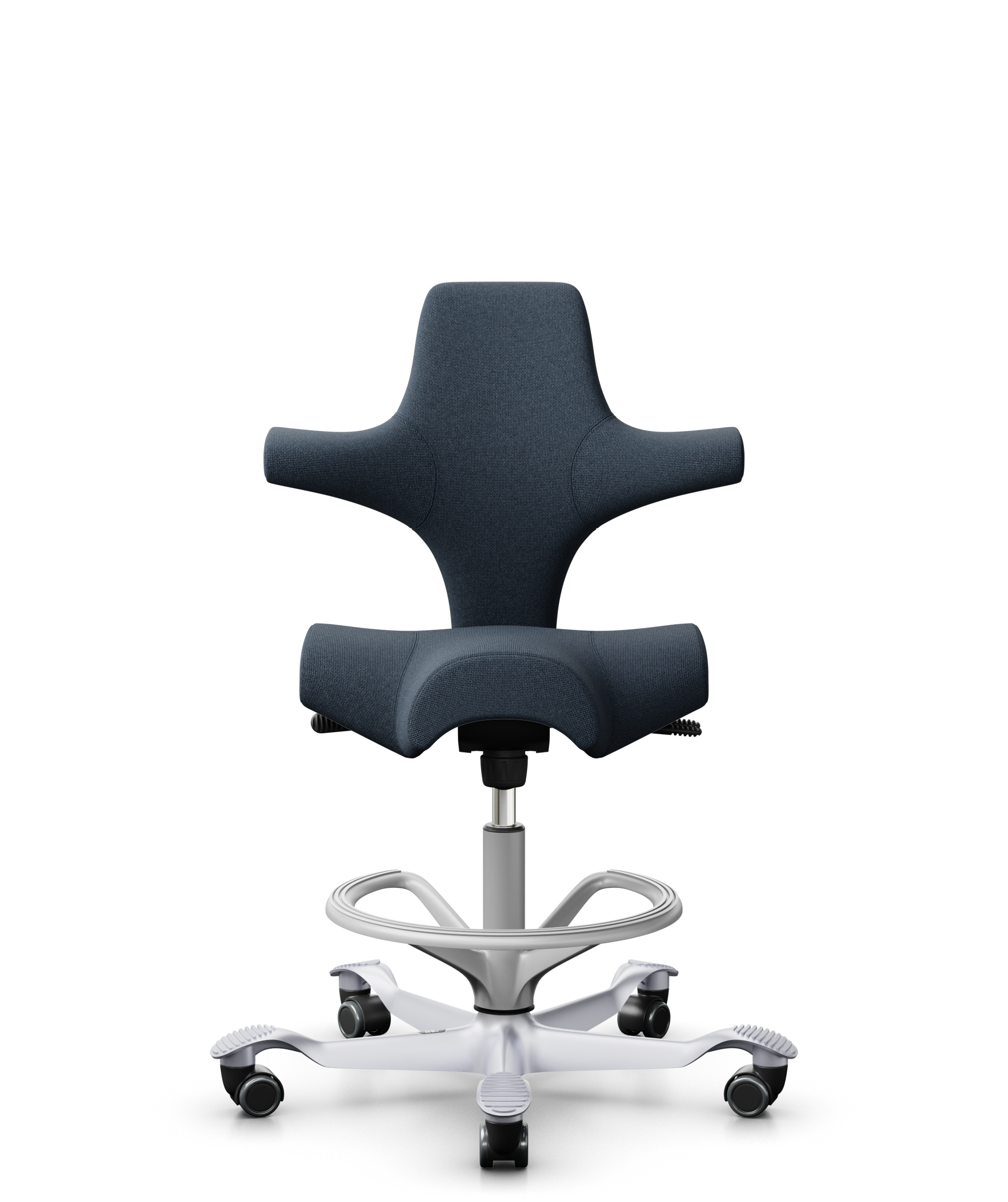 HÅG Capisco 8106 - Cura Loop (Gabriel) - Gerecycled Polyester - CLP66165 Blue - Framekleur - Zilver - Gasveer - 200 mm (Zithoogte 46-64cm) - Vloercontact - Zachte wielen t.b.v. harde vloeren - Voetenring - Ja, in framekleur - Voetster - Nee, voetster i... - 1