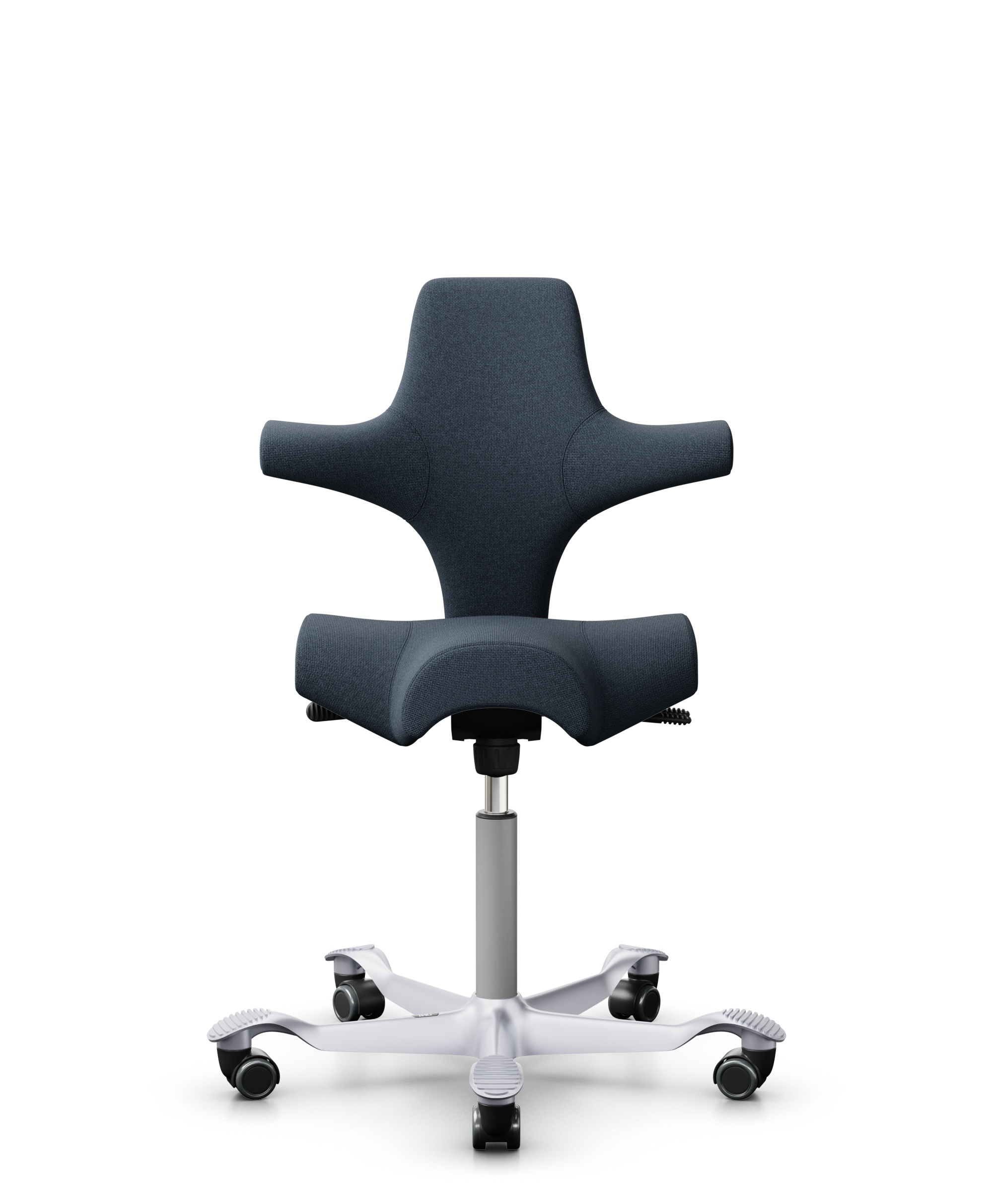 HÅG Capisco 8106 - Cura Loop (Gabriel) - Gerecycled Polyester - CLP66165 Blue - Framekleur - Zilver - Gasveer - 265 mm (Zithoogte 53-79cm) - Vloercontact - Zachte wielen t.b.v. harde vloeren - Voetenring - Nee, geen voetenring - Voetster - Nee, voetste... - 1