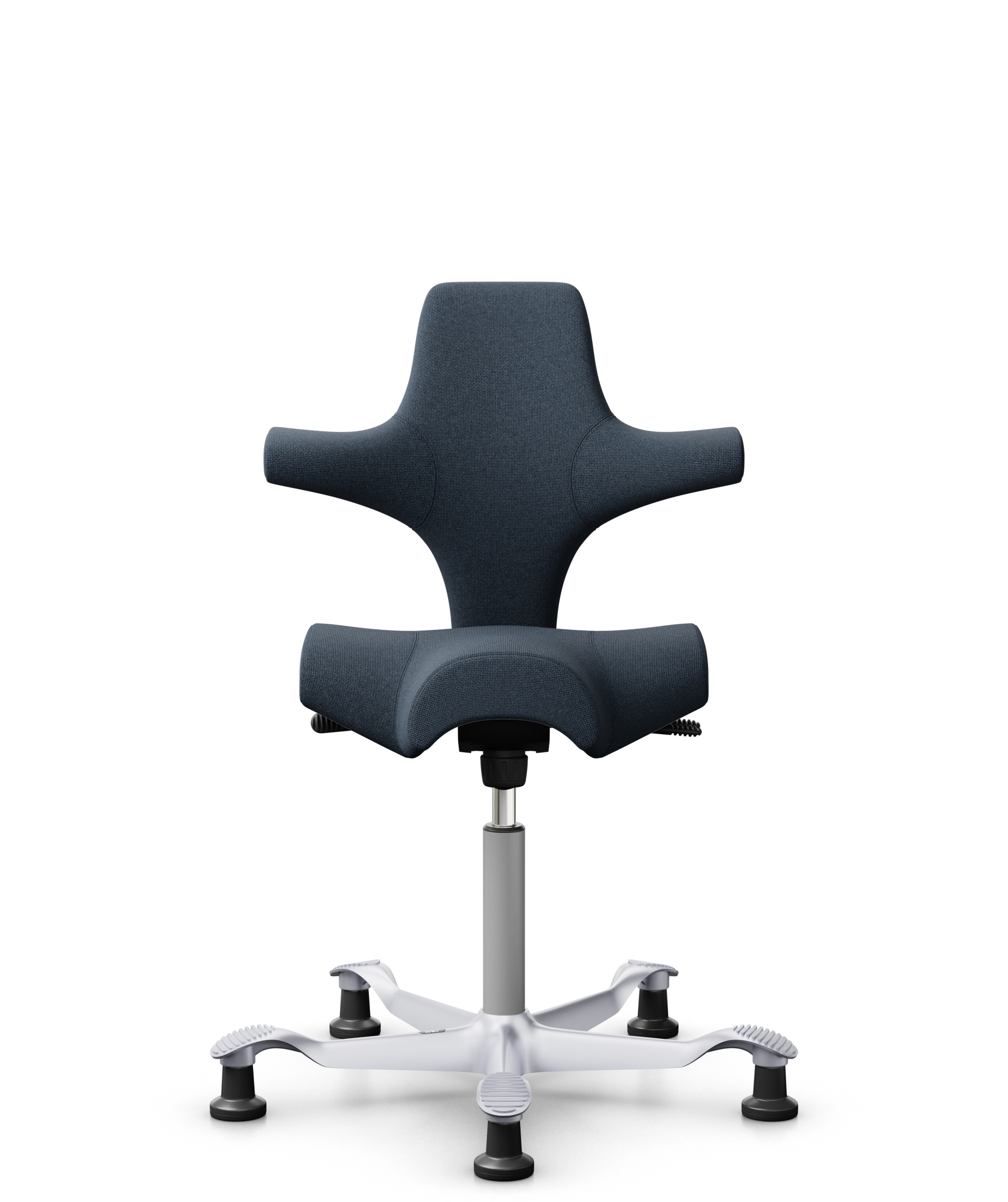 HÅG Capisco 8106 - Cura Loop (Gabriel) - Gerecycled Polyester - CLP66165 Blue - Framekleur - Zilver - Gasveer - 265 mm (Zithoogte 53-79cm) - Vloercontact - Glijdoppen - Voetenring - Nee, geen voetenring - Voetster - Nee, voetster in framekleur - 1