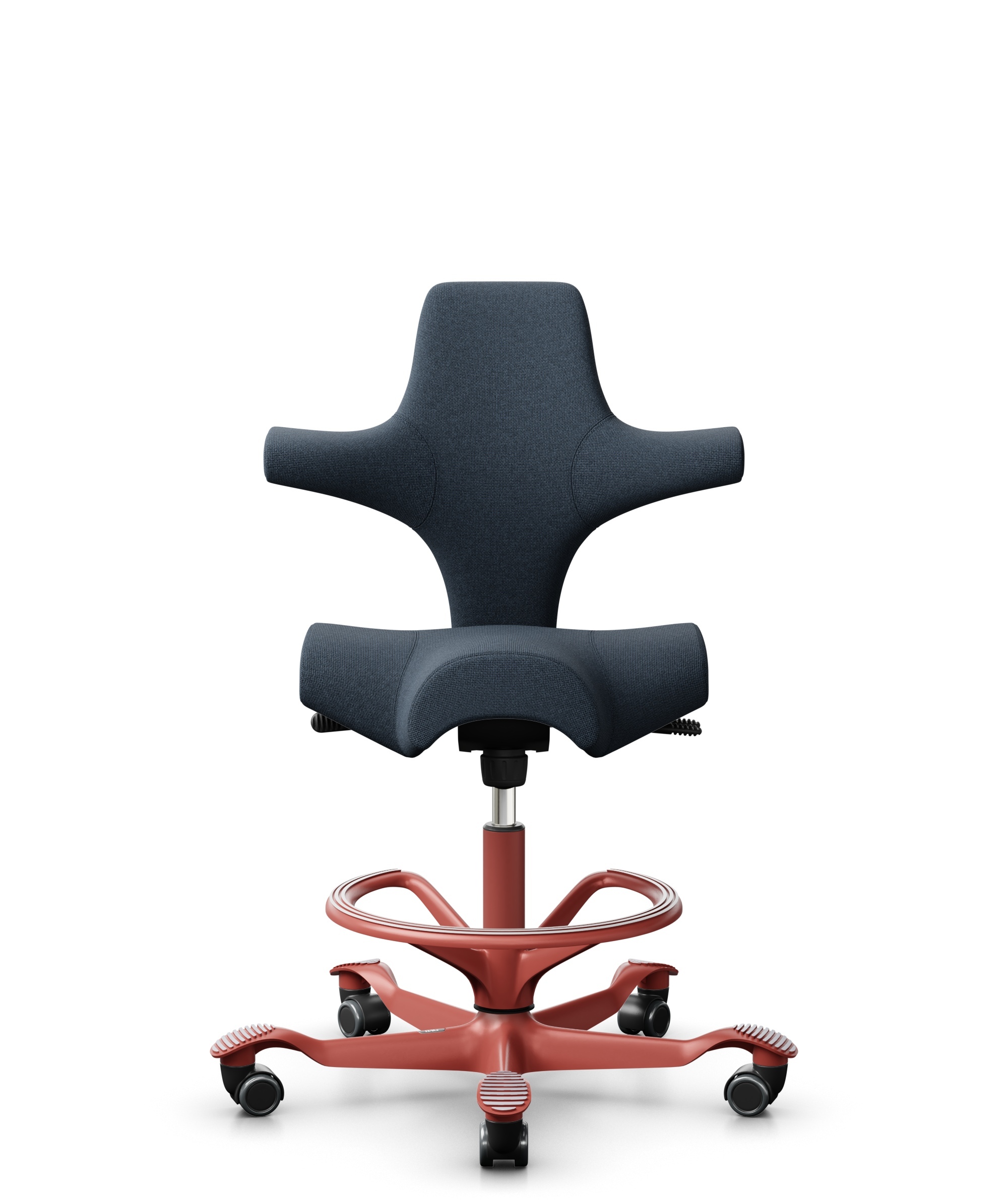 HÅG Capisco 8106 - Cura Loop (Gabriel) - Gerecycled Polyester - CLP66165 Blue - Framekleur - Blush Rose - Gasveer - 200 mm (Zithoogte 46-64cm) - Vloercontact - Zachte wielen t.b.v. harde vloeren - Voetenring - Ja, in framekleur - Voetster - Nee, voetst... - 1