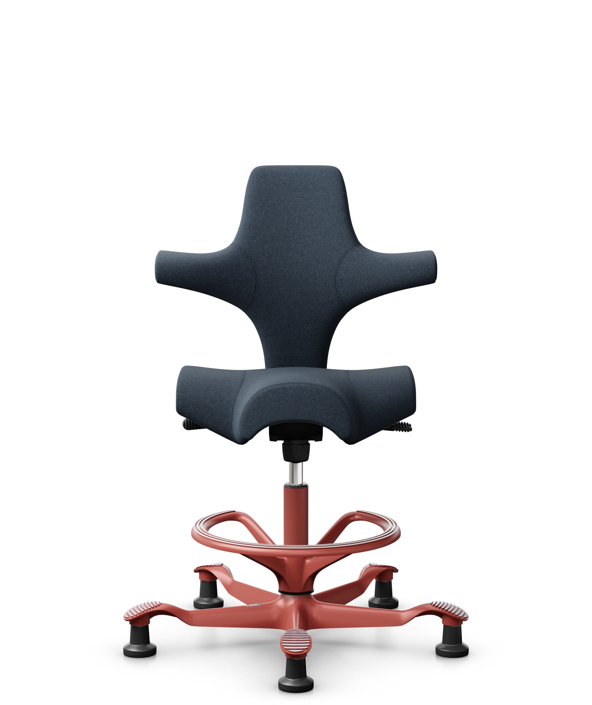HÅG Capisco 8106 - Cura Loop (Gabriel) - Gerecycled Polyester - CLP66165 Blue - Framekleur - Blush Rose - Gasveer - 200 mm (Zithoogte 46-64cm) - Vloercontact - Glijdoppen - Voetenring - Ja, in framekleur - Voetster - Nee, voetster in framekleur - 1