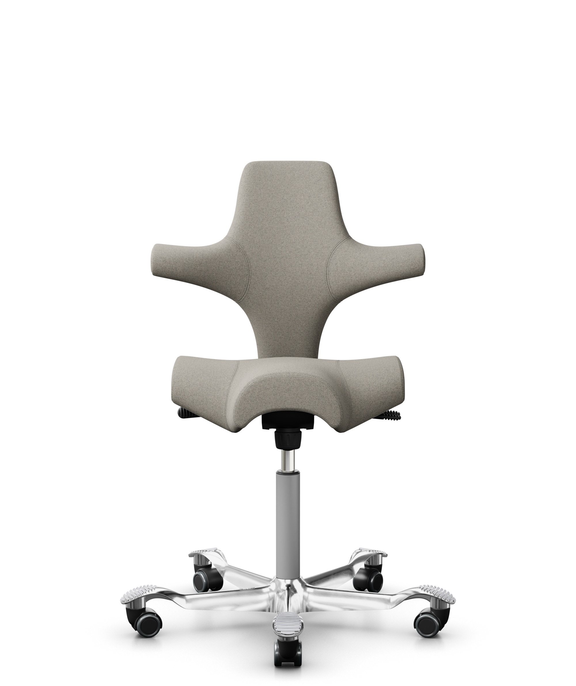 HÅG Capisco 8106 - Mainline Flax (Camira) - Wol / Vlas - MLF002 Beige-Grey - Framekleur - Zilver - Gasveer - 200 mm (Zithoogte 46-64cm) - Vloercontact - Harde wielen t.b.v. zachte vloeren - Voetenring - Nee, geen voetenring - Voetster - Ja, voetster in... - 1