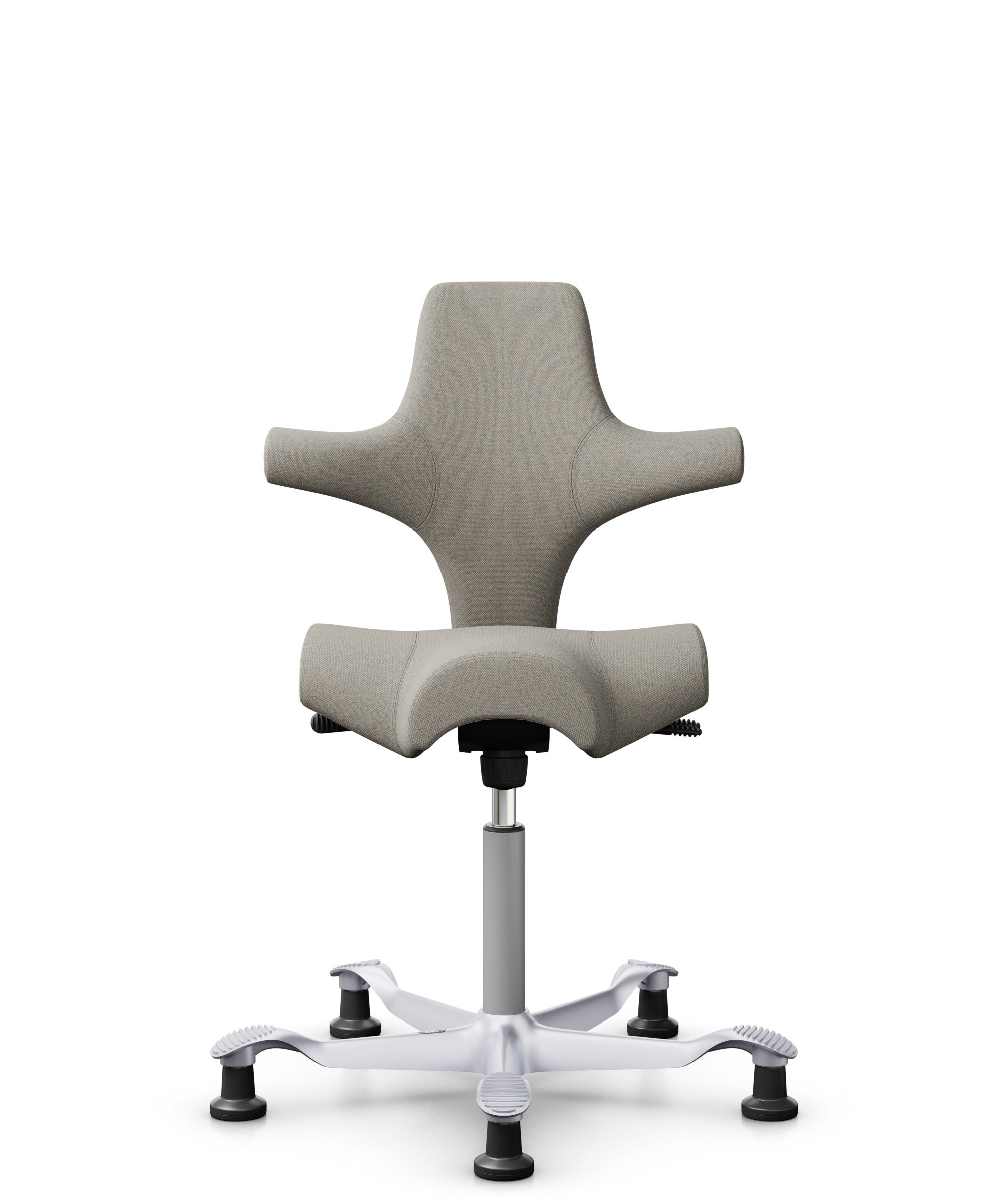HÅG Capisco 8106 - Mainline Flax (Camira) - Wol / Vlas - MLF002 Beige-Grey - Framekleur - Zilver - Gasveer - 265 mm (Zithoogte 53-79cm) - Vloercontact - Glijdoppen - Voetenring - Nee, geen voetenring - Voetster - Nee, voetster in framekleur - 1