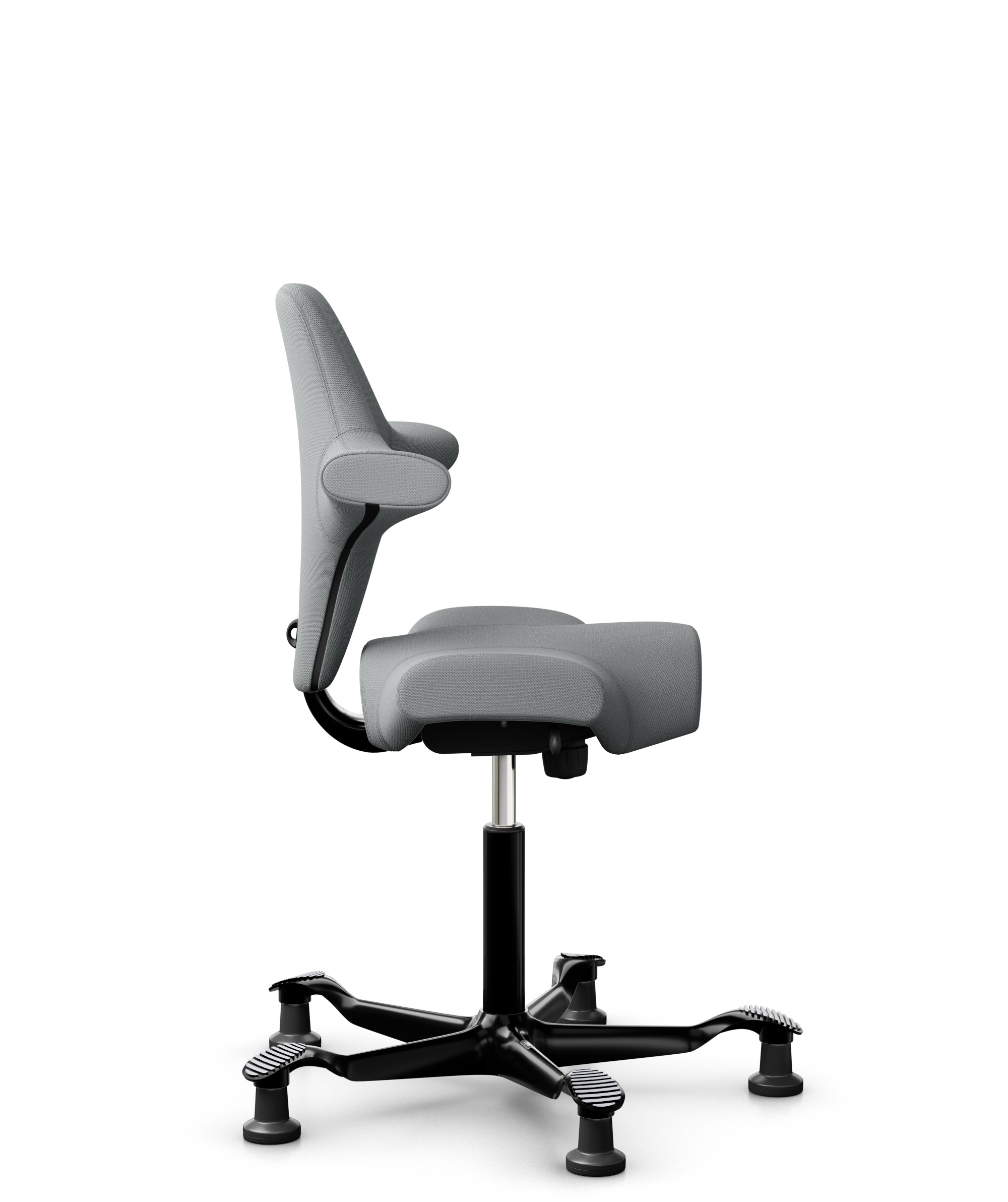 HÅG Capisco 8106 - Select (Gabriel) - Wol / Polyamide - SC60131 - Light ash grey - Framekleur - Zwart - Gasveer - 150 mm (Zithoogte 40-55cm) - Vloercontact - Glijdoppen - Voetenring - Nee, geen voetenring - Voetster - Nee, voetster in framekleur - 1