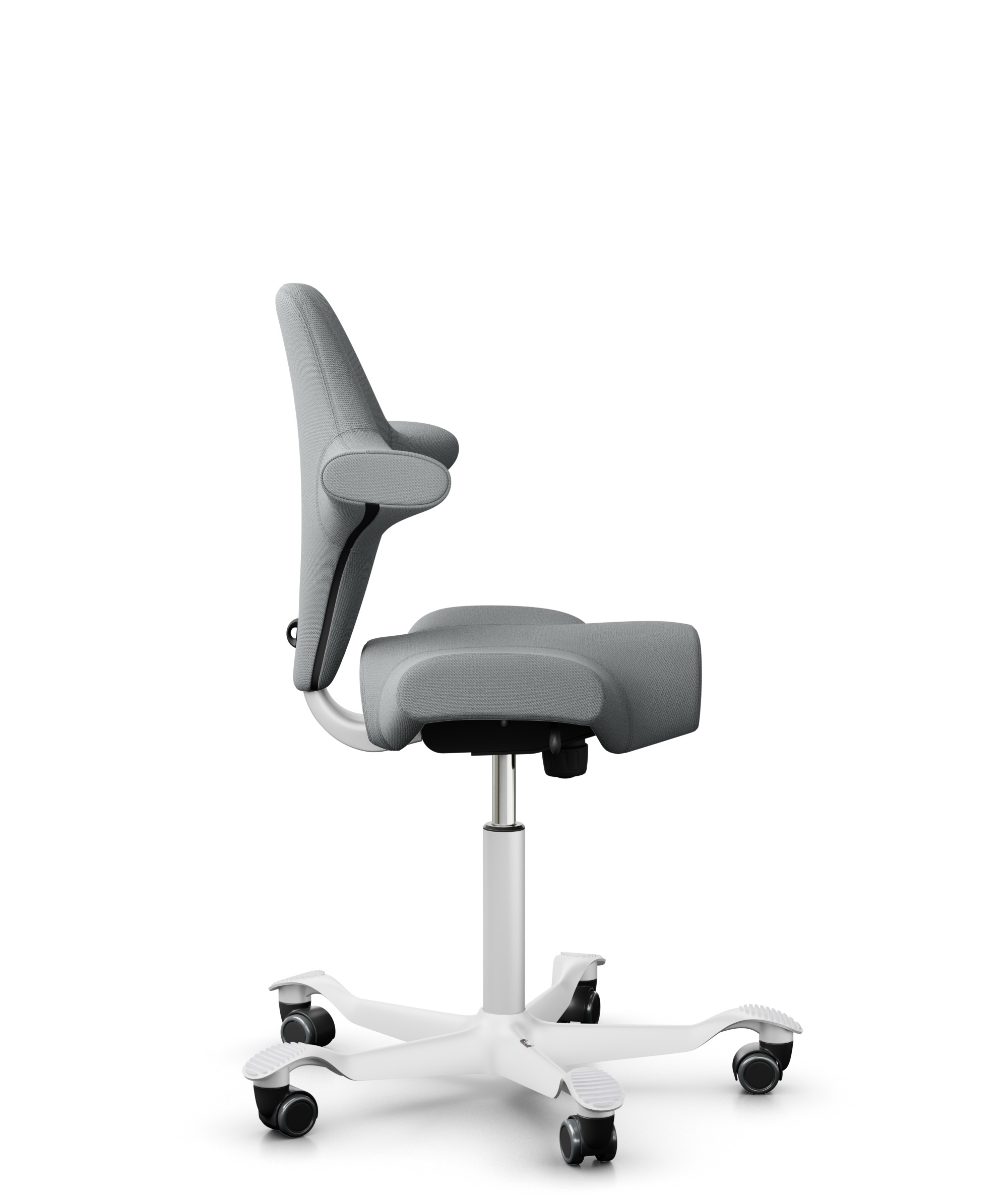 HÅG Capisco 8106 - Select (Gabriel) - Wol / Polyamide - SC60131 - Light ash grey - Framekleur - Wit - Gasveer - 150 mm (Zithoogte 40-55cm) - Vloercontact - Zachte wielen t.b.v. harde vloeren - Voetenring - Nee, geen voetenring - Voetster - Nee, voetste... - 1