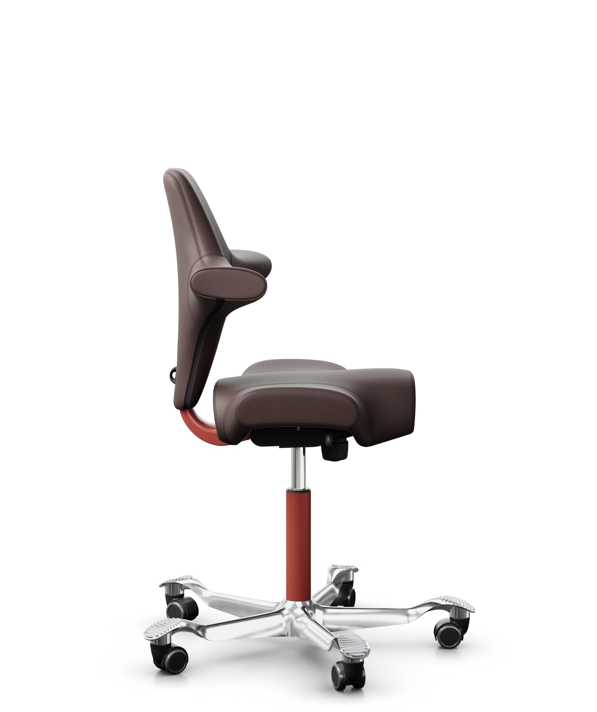 HÅG Capisco 8106 - Paloma Soft (Wollsdorf) - Semi-aniline Leder - PL55130 Dark brown - Framekleur - Blush Rose - Gasveer - 265 mm (Zithoogte 53-79cm) - Vloercontact - Zachte wielen t.b.v. harde vloeren - Voetenring - Nee, geen voetenring - Voetster - J... - 1