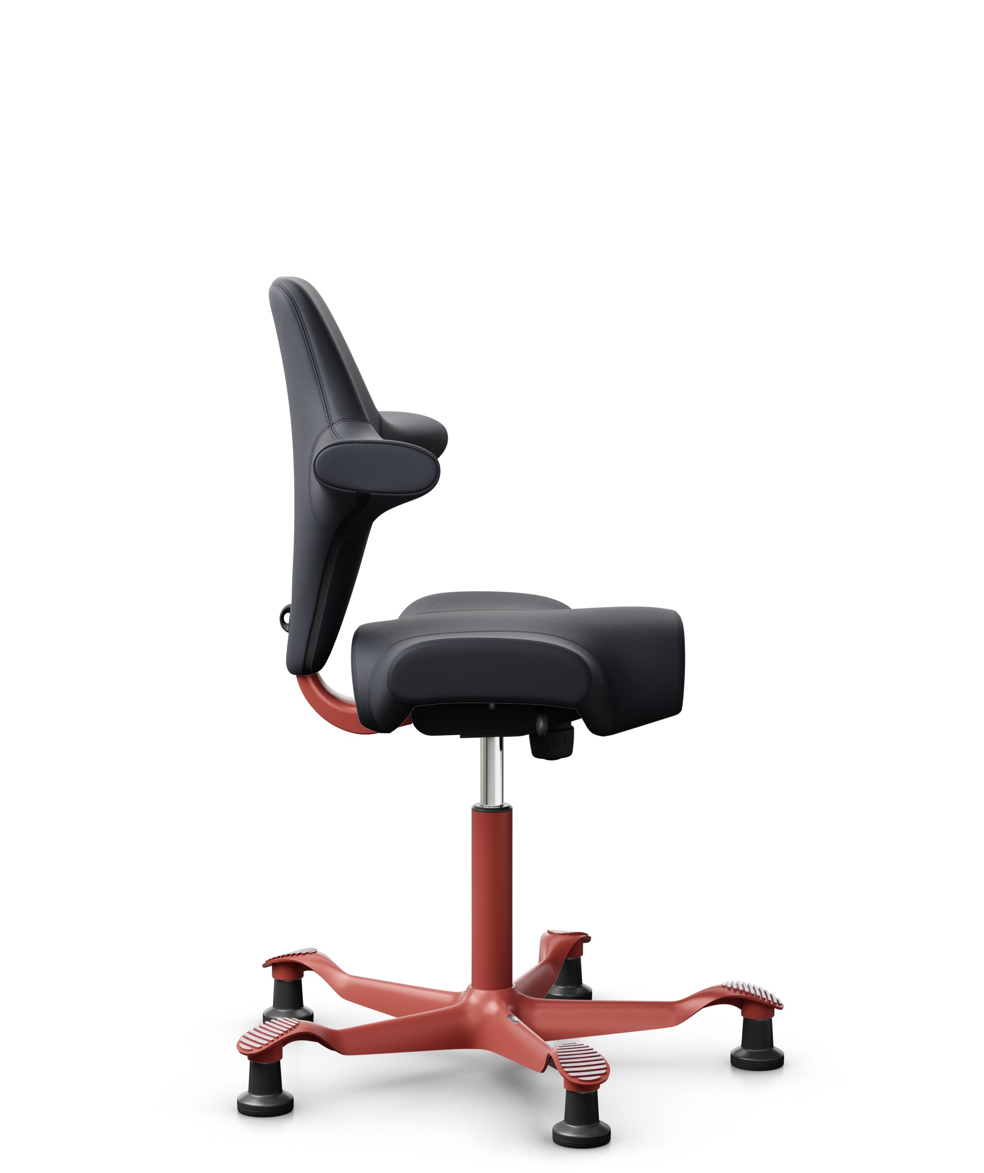 HÅG Capisco 8106 - Paloma Soft (Wollsdorf) - Semi-aniline Leder - PL55185 Charcoal - Framekleur - Blush Rose - Gasveer - 150 mm (Zithoogte 40-55cm) - Vloercontact - Glijdoppen - Voetenring - Nee, geen voetenring - Voetster - Nee, voetster in framekleur - 1
