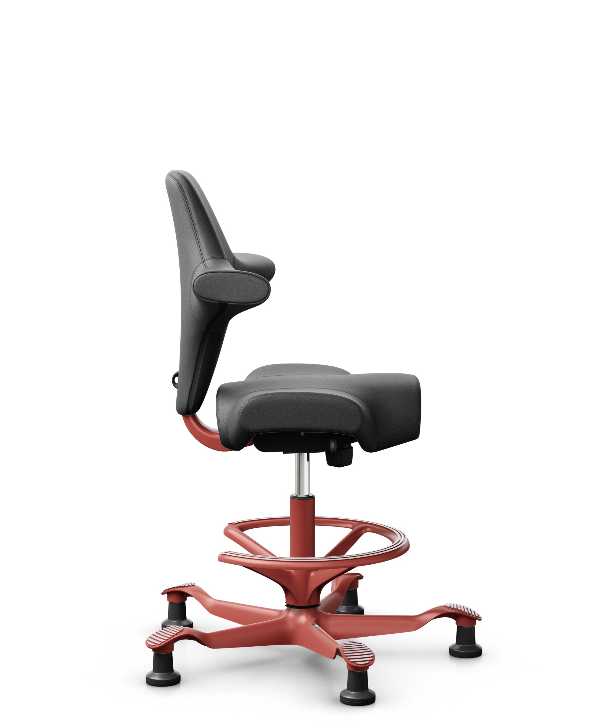 HÅG Capisco 8106 - Paloma Soft (Wollsdorf) - Semi-aniline Leder - PL55206 Grey - Framekleur - Blush Rose - Gasveer - 265 mm (Zithoogte 53-79cm) - Vloercontact - Glijdoppen - Voetenring - Ja, in framekleur - Voetster - Nee, voetster in framekleur - 1