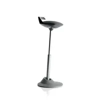 Muvman perching stool, silver base, black saddle