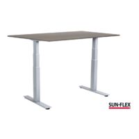 SUN-FLEX® EASYDESK ADAPT VI, Sitz-Steh-Schreibtisch weißes Aluminium, graue Platte, 120x80 cm