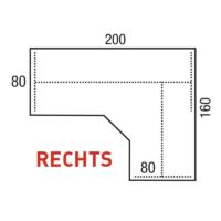 Curve tafelblad lichtgrijs Large 200 x 80 / 80 x 80 cm