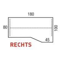 Plateau de table Curve small, blanc, de dimensions 180 x 80 cm.