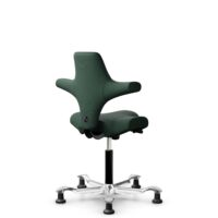 HÅG Capisco 8106 - Select (Gabriel) - Wol / Polyamide - SC68209 - Dark green - Framekleur - Zwart - Gasveer - 265 mm (Zithoogte 53-79cm) - Vloercontact - Glijdoppen - Voetenring - Nee, geen voetenring - Voetster - Ja, voetster in gepolijst aluminium