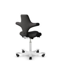 HÅG Capisco 8106 - Capture (Gabriel) - Laine / Polyamide - CPT5501 - Charcoal - Blanc - 150 mm (hauteur d’assise 40–55 cm) - Roues dures pour sols souples