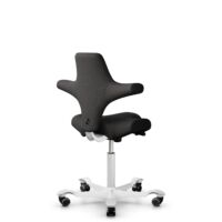 HÅG Capisco 8106 - Capture (Gabriel) - Wool / Polyamide - CPT5501 - Charcoal - White - 150mm (seat height 40–55cm) - Soft castors for hard floors