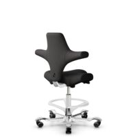 HÅG Capisco 8106 - Capture (Gabriel) - Laine / Polyamide - CPT5501 - Charcoal - Blanc - 265 mm (hauteur d’assise 53–79 cm) - Roues dures pour sols souples