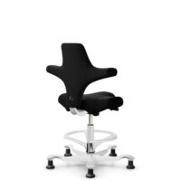 HÅG Capisco 8106 - Steelcut 3 (Kvadrat) - Laine / Polyamide - STT190 - Black - Blanc - 200 mm (hauteur d’assise 46–64 cm) - Patins