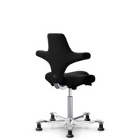 HÅG Capisco 8106 - Steelcut 3 (Kvadrat) - Laine / Polyamide - STT190 - Black - Argent - 150 mm (hauteur d’assise 40–55 cm) - Patins